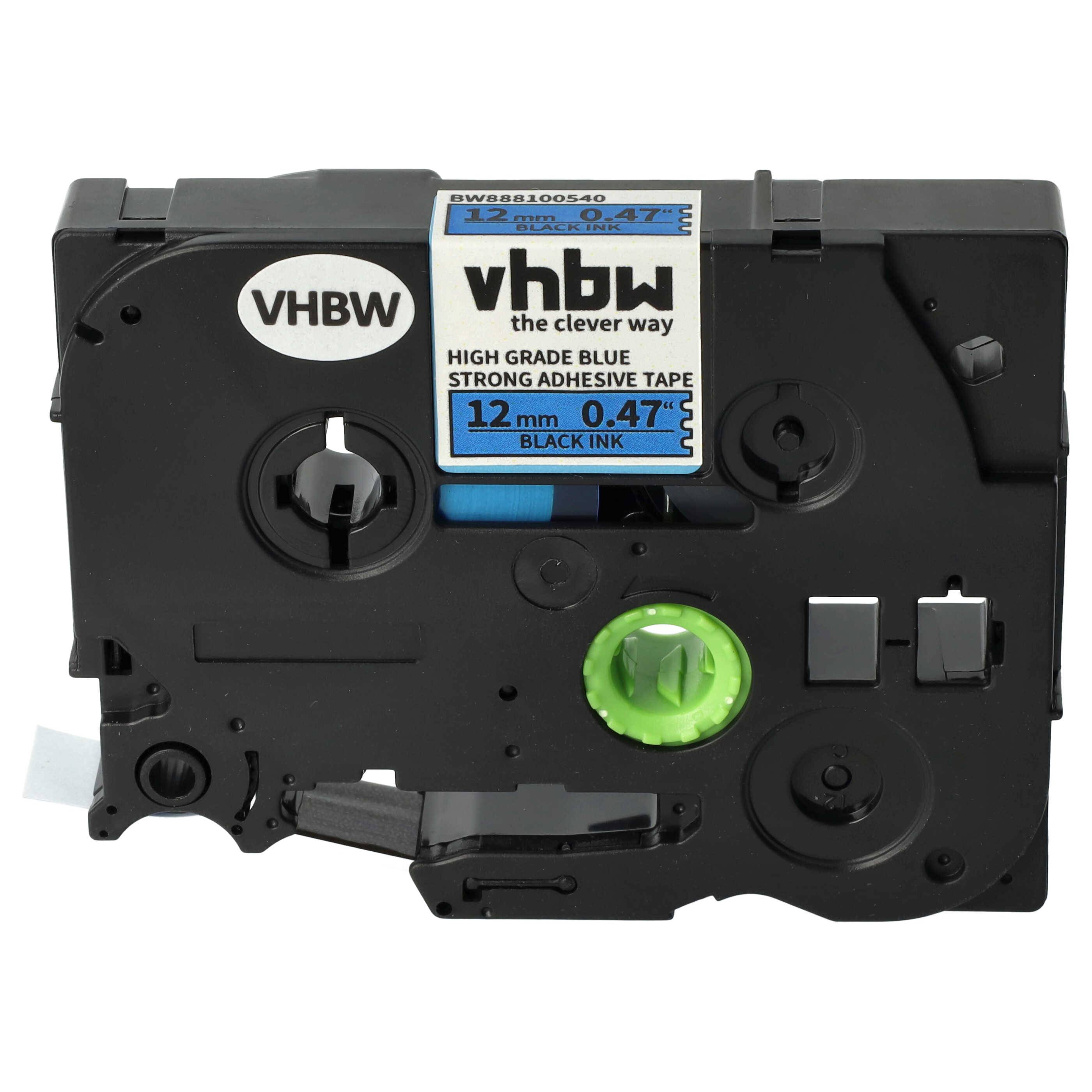 vhbw Schriftband-Kassette kompatibel mit Brother PT RL700S Etiketten-Drucker 8m x 12mm Schwarz auf Blau