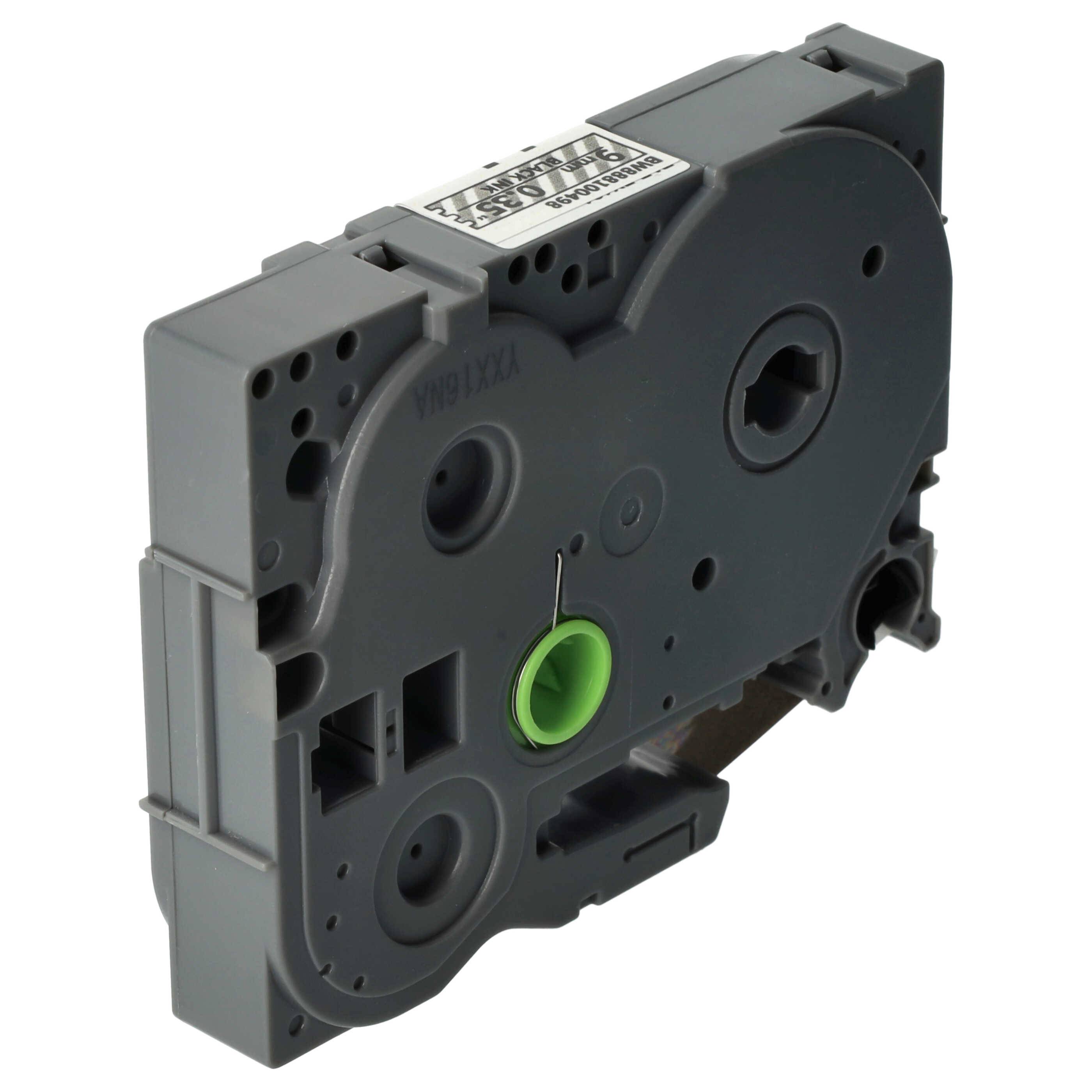 vhbw Schriftband-Kassette kompatibel mit Brother PT P750TDI, P750W, P900 Etiketten-Drucker 8m x 9mm Schwarz auf Transparent, Flexibel, Laminiert