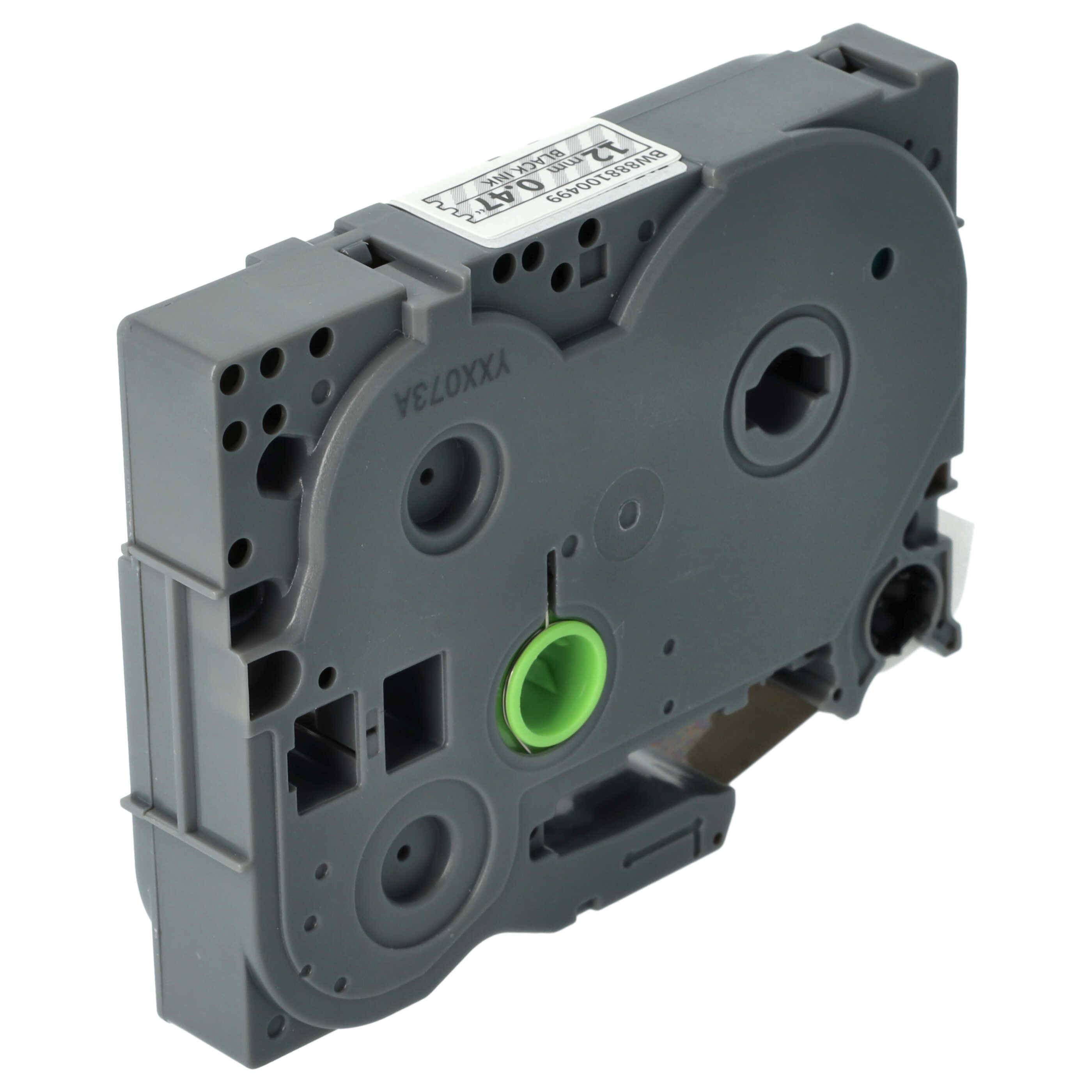 vhbw Schriftband-Kassette kompatibel mit Brother PT 2200, 2210, 2300, 2310 Etiketten-Drucker 8m x 12mm Schwarz auf Transparent, Flexibel, Laminiert