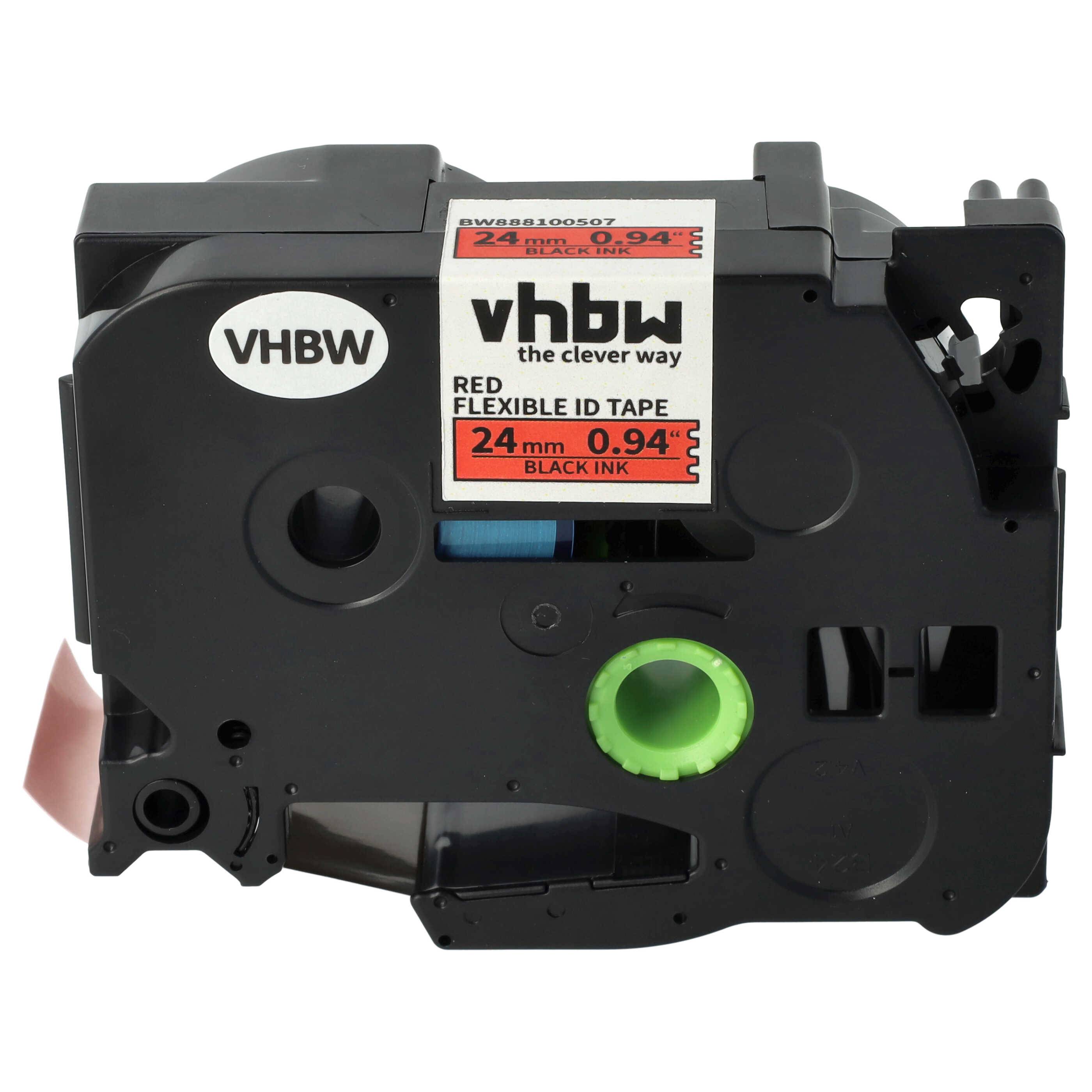 vhbw Schriftband-Kassette Ersatz für Brother TZFX451, TZeFX451, TZE-FX451 für Etiketten-Drucker 8m x 24mm Schwarz auf Rot, Flexibel, Laminiert