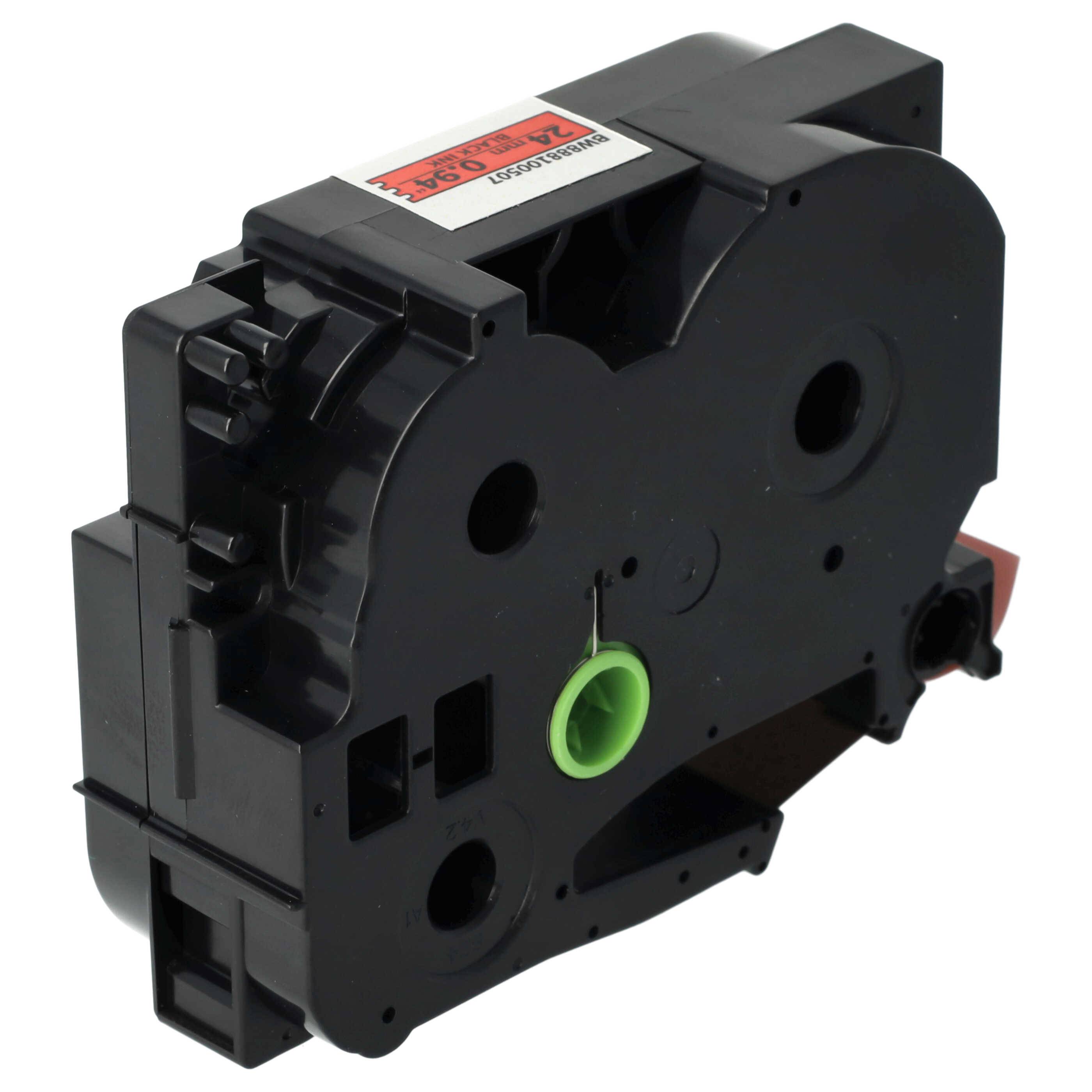 vhbw Schriftband-Kassette kompatibel mit Brother PT 9600, 9700PC, 9800PCN, Cube+ Etiketten-Drucker 8m x 24mm Schwarz auf Rot, Flexibel, Laminiert