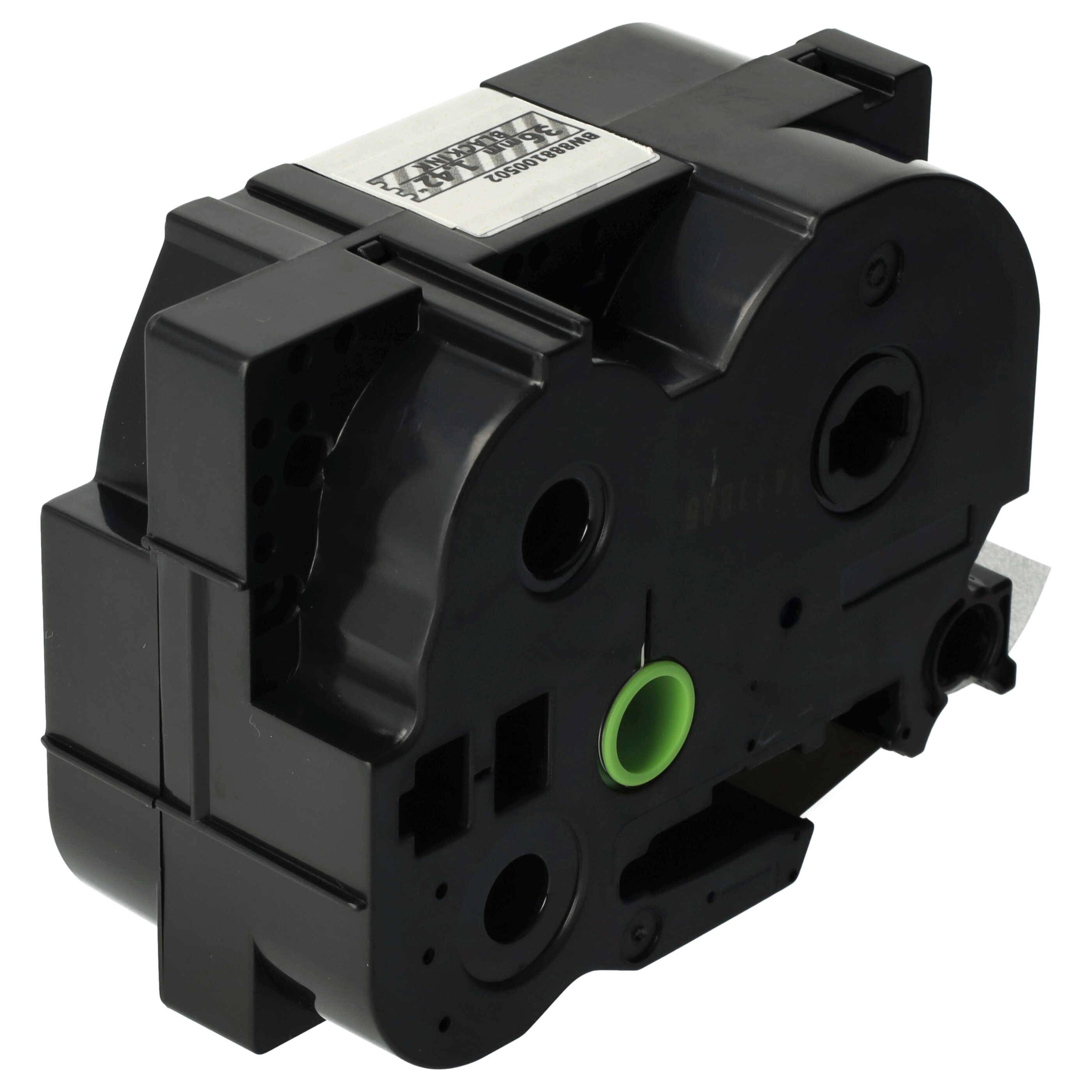 vhbw Schriftband-Kassette kompatibel mit Brother PT E800W, P900, P900NW Etiketten-Drucker 8m x 36mm Schwarz auf Transparent, Flexibel, Laminiert