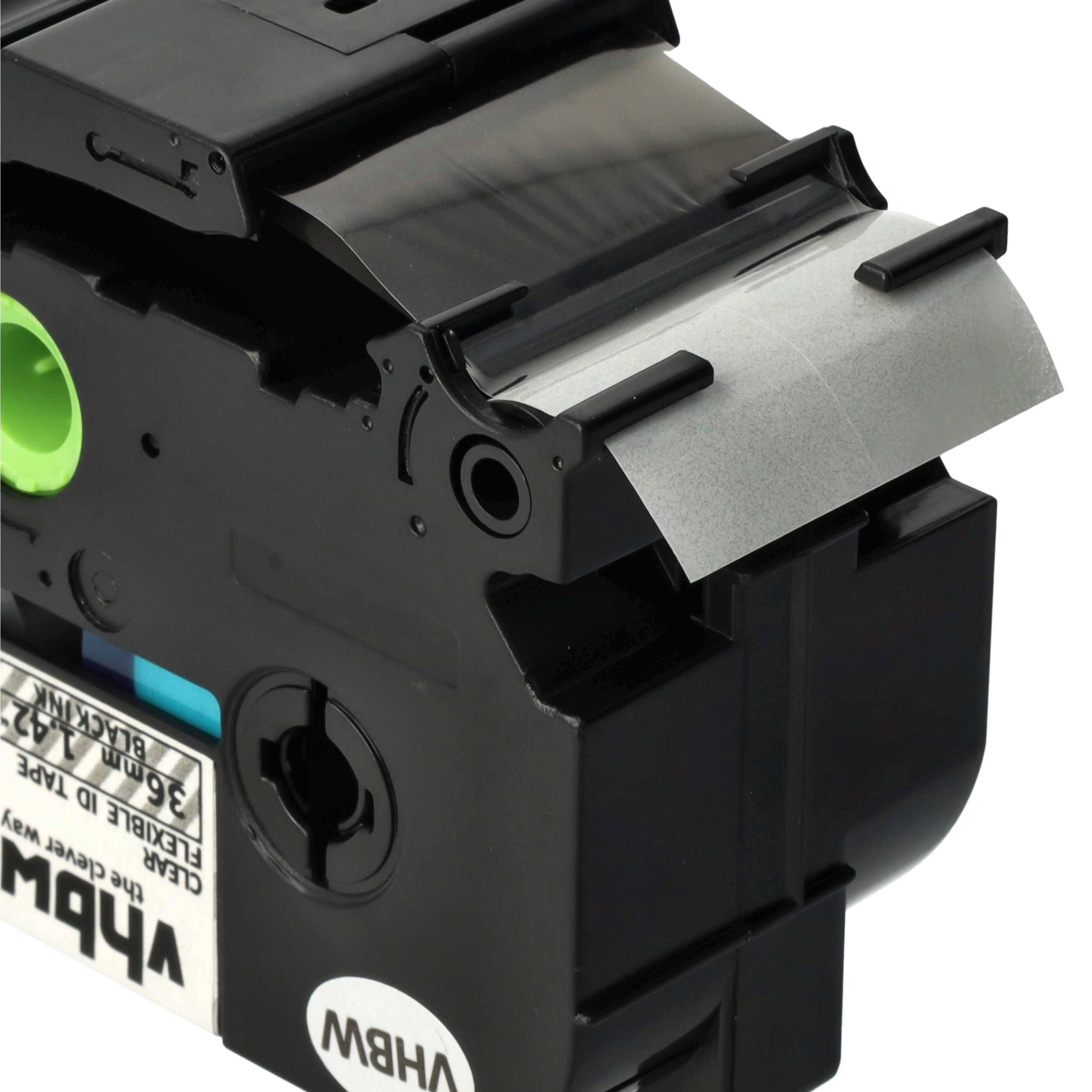 vhbw Schriftband-Kassette Ersatz für Brother TZ-FX161, TZFX161 für Etiketten-Drucker 8m x 36mm Schwarz auf Transparent, Flexibel, Laminiert