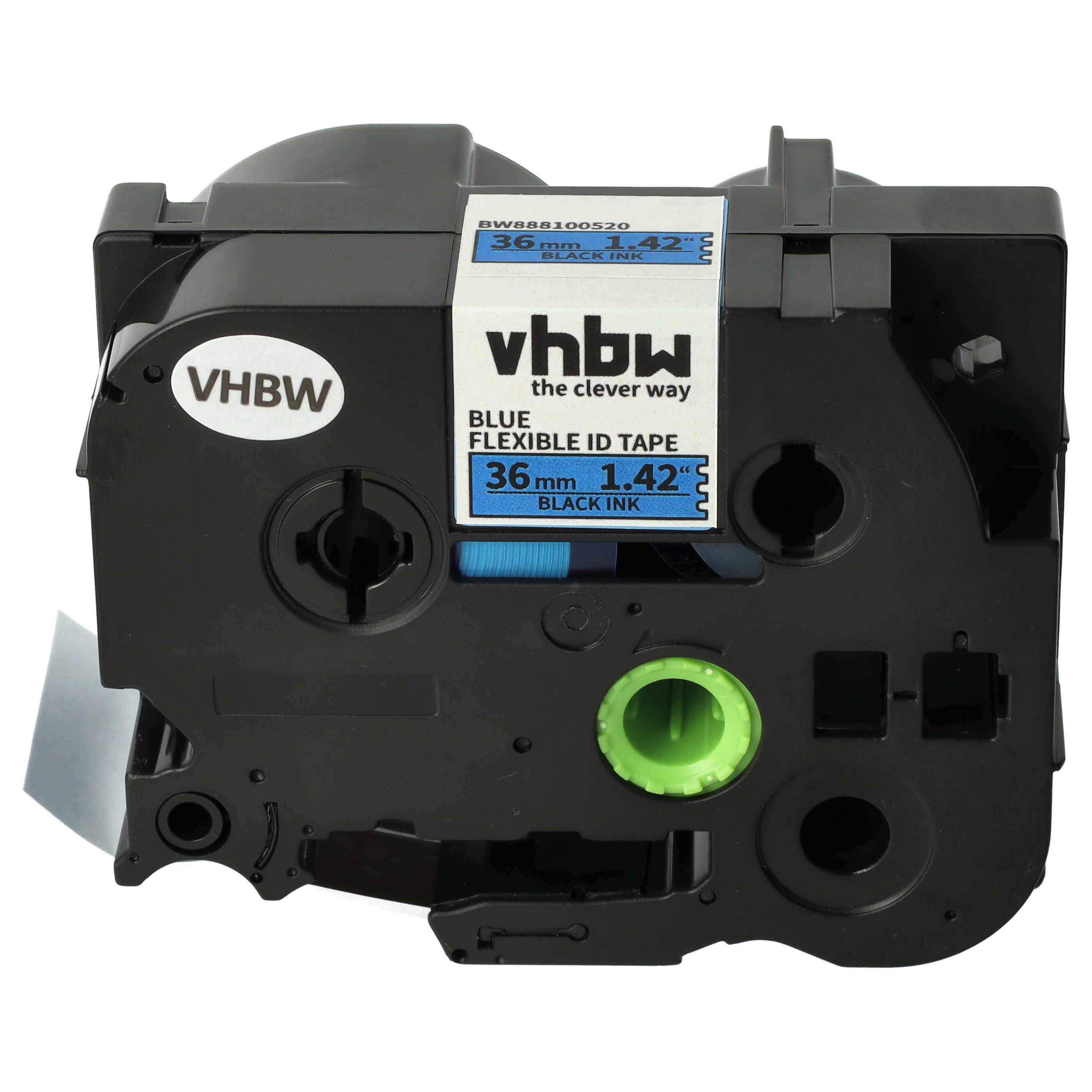 vhbw Schriftband-Kassette Ersatz für Brother TZ-FX561 für Etiketten-Drucker 8m x 36mm Schwarz auf Blau, Flexibel, Laminiert