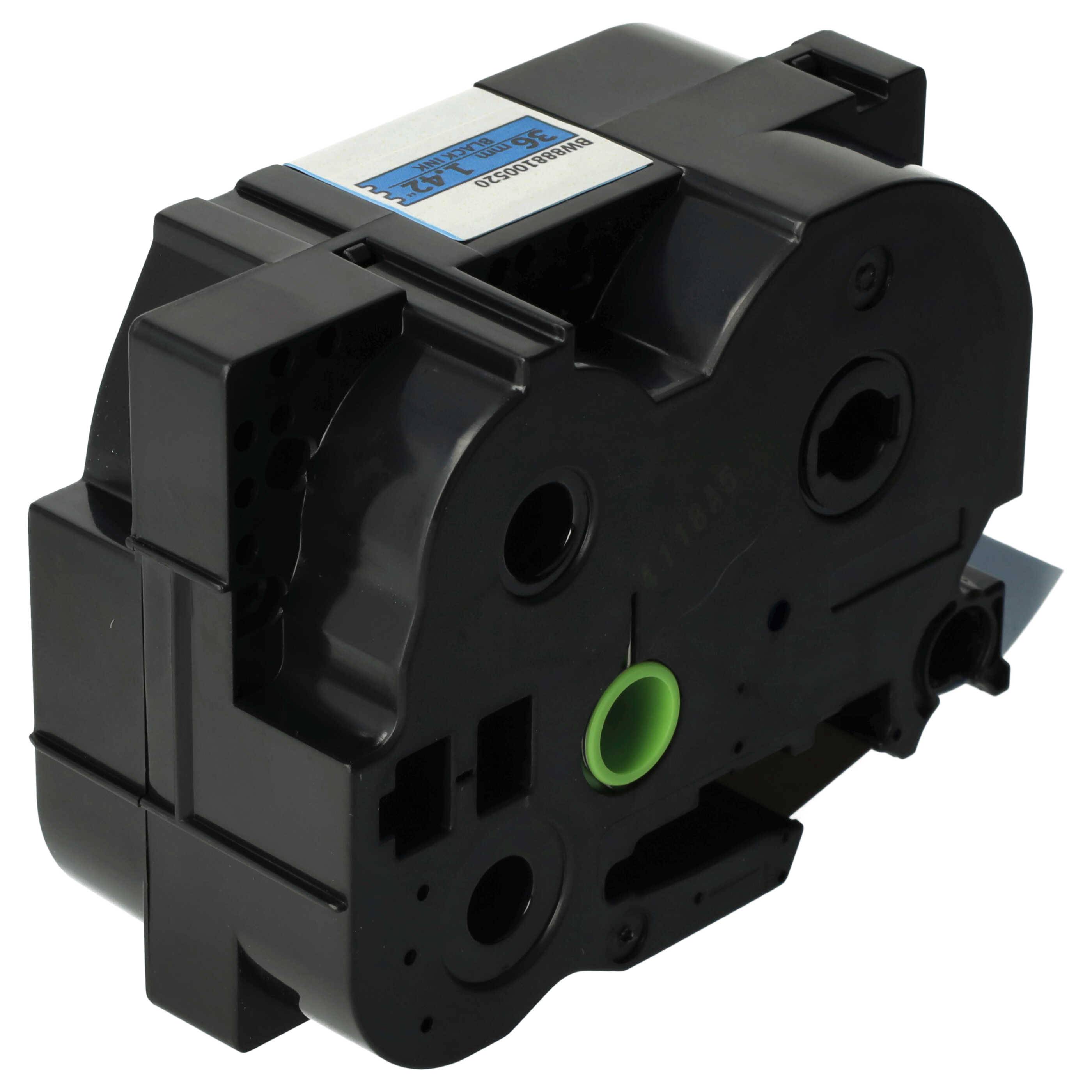 vhbw Schriftband-Kassette Ersatz für Brother TZ-FX561 für Etiketten-Drucker 8m x 36mm Schwarz auf Blau, Flexibel, Laminiert