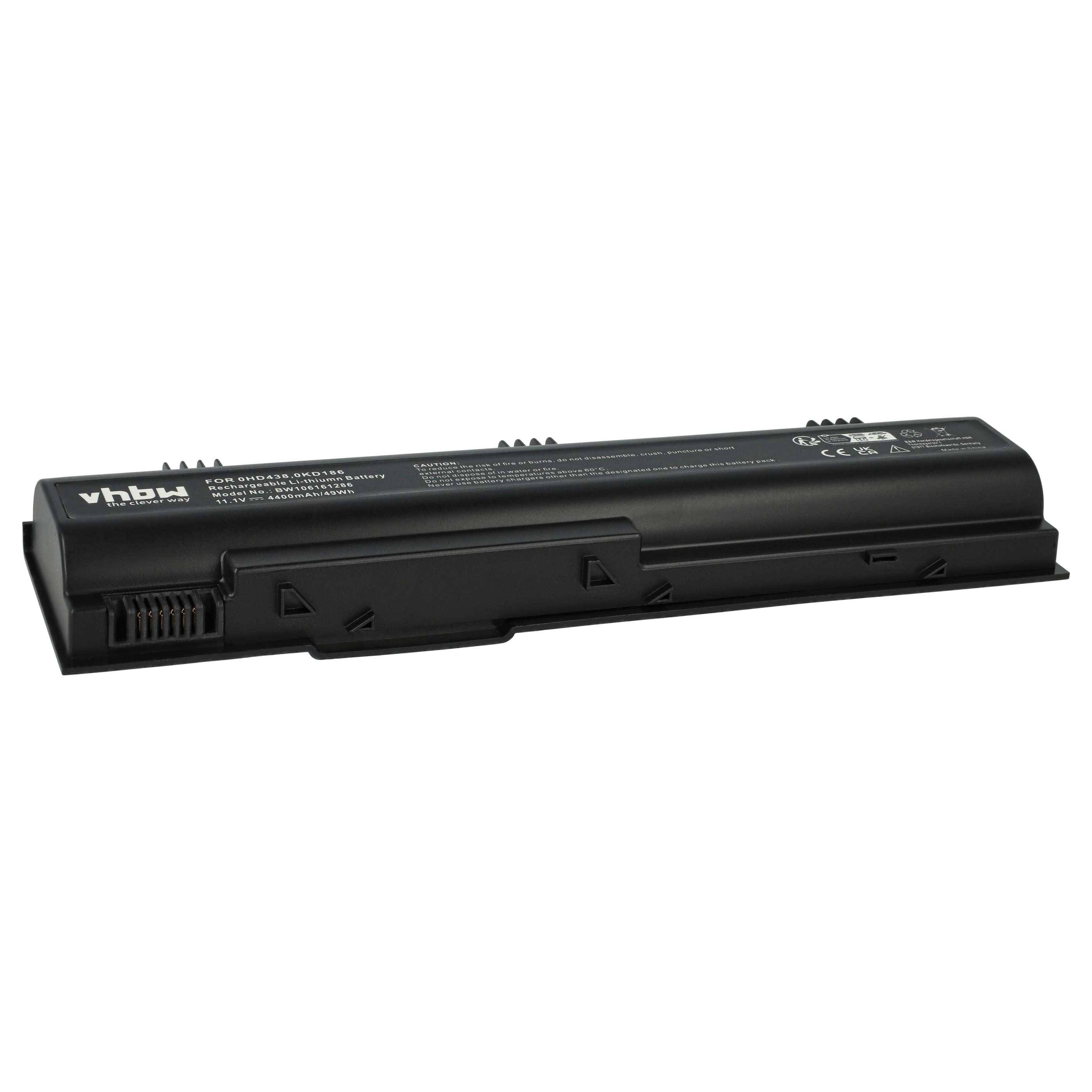 vhbw Akku Ersatz für Dell 0HD438, 0KD186, 0TD429, 0TD612, 0WD414, 0WD416 für Notebook (4400mAh, 11,1V, Li-Ion)