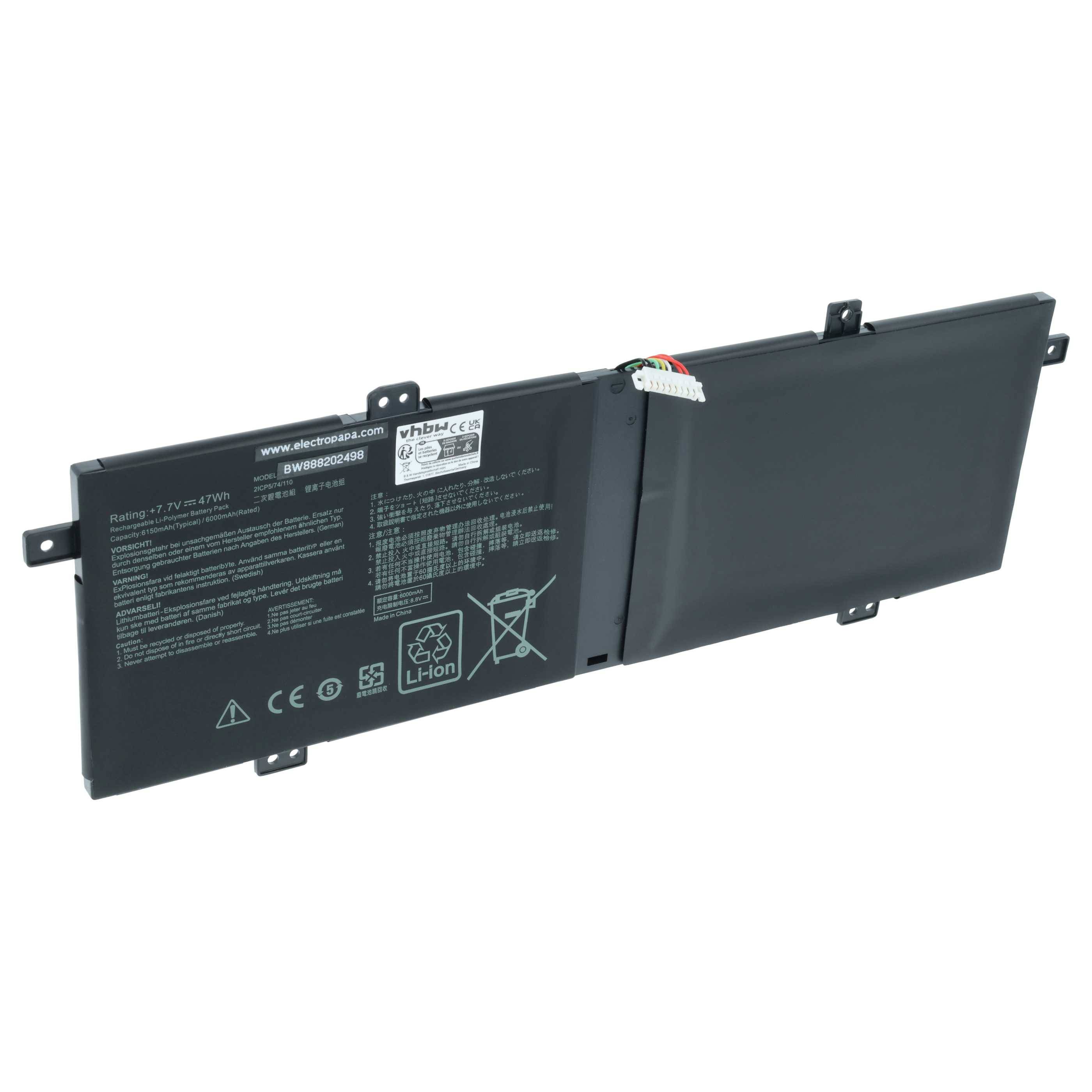 vhbw Akku kompatibel mit Asus Zenbook 14 UM431DA-R5DV8AB1, 14 UX431FA, 14 UX431FA-AM013T Notebook (6000mAh, 7,7V, Li-Polymer)