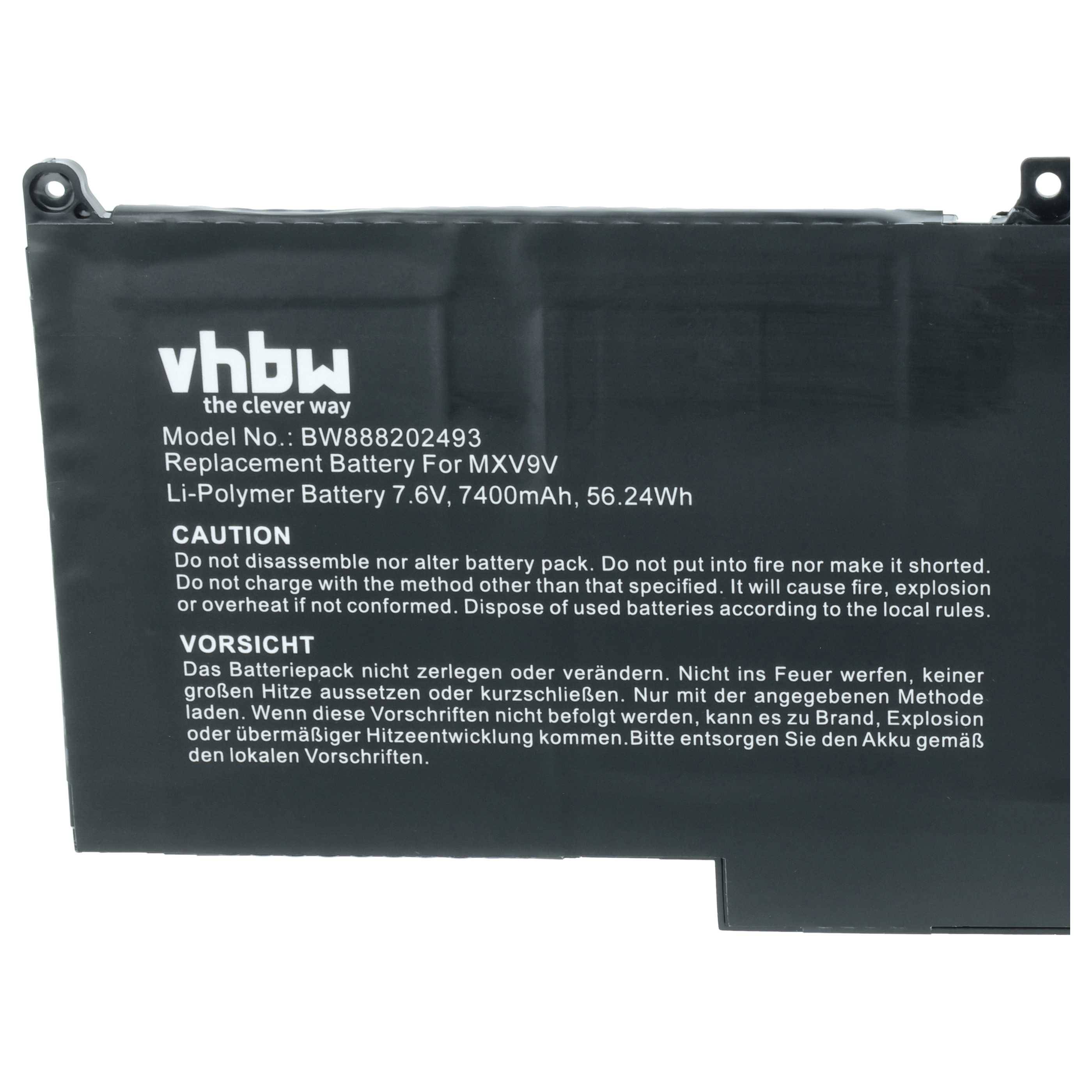 Schwarzer vhbw Ersatz-Laptop-Akku mit der Bezeichnung „Modellnummer BW888202493