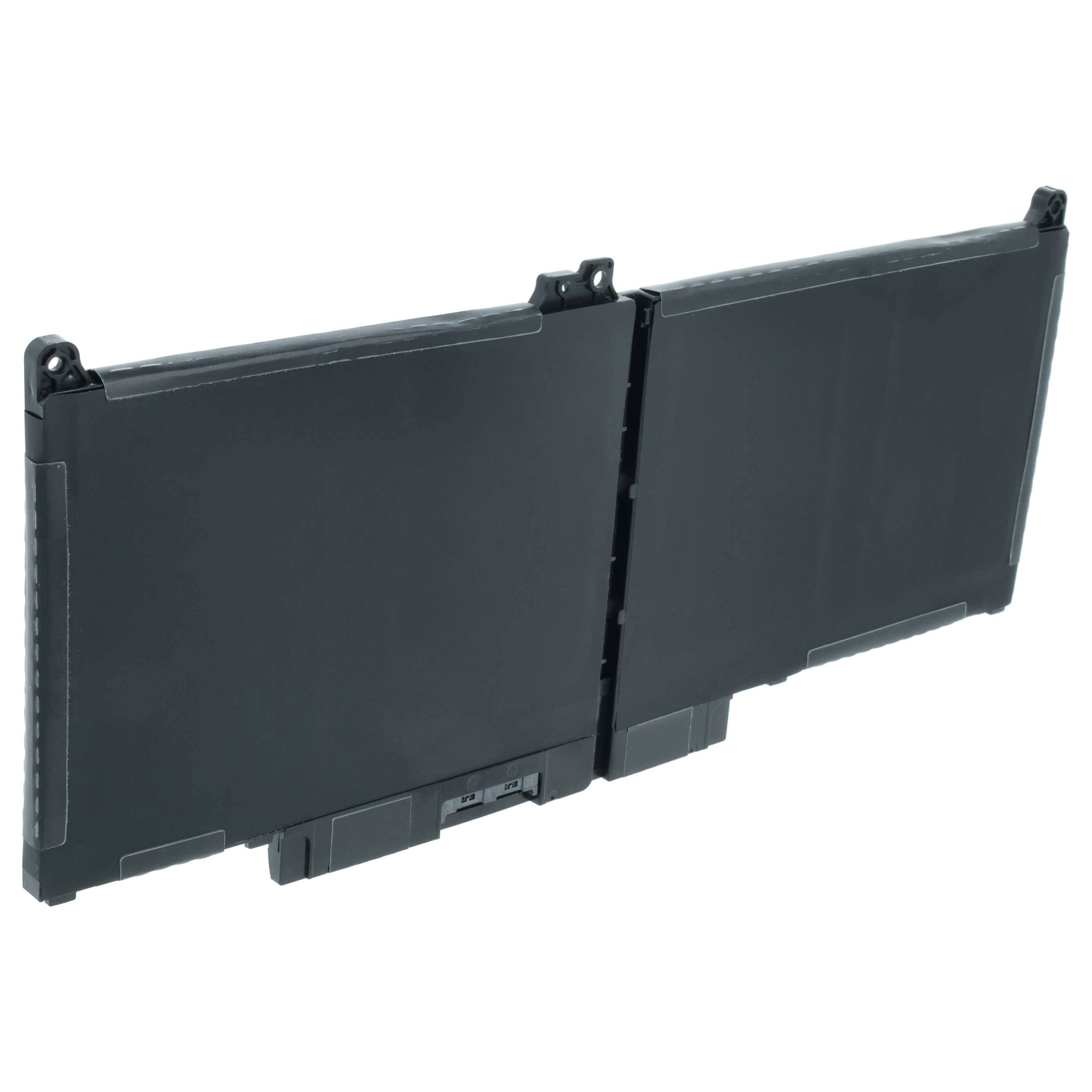 Schwarze rechteckige Laptop-Batterie mit zwei verbundenen Abschnitten auf weißem Hintergrund.
