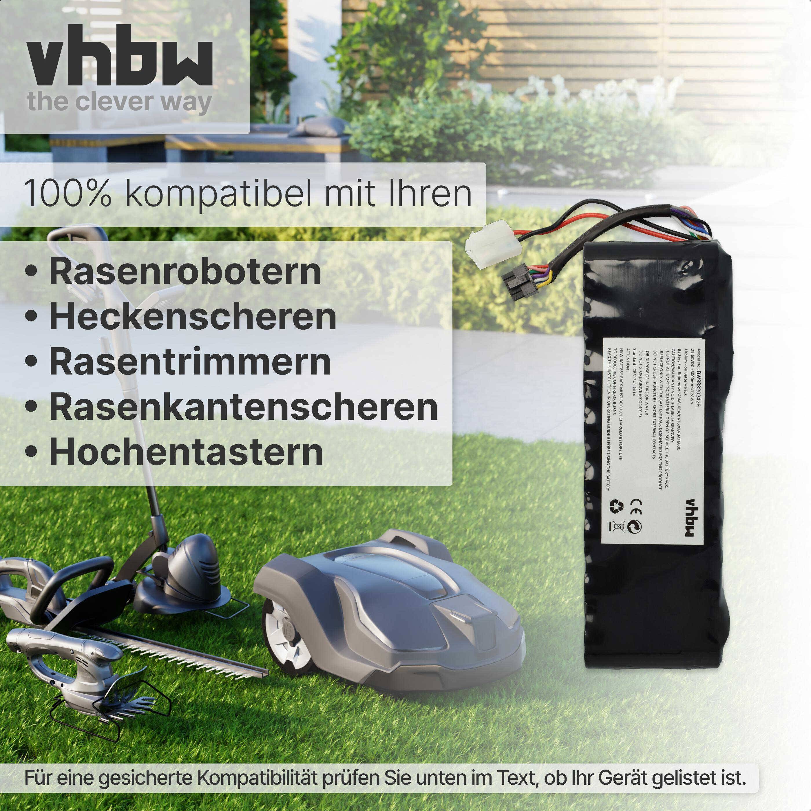 vhbw Akku kompatibel mit Robomow Cub Cadet Lawnkeeper XR3 4000, 1800, XR3 3000, 3000 Rasenroboter Rasenmäher (5000mAh 25,6V LiFePO4)