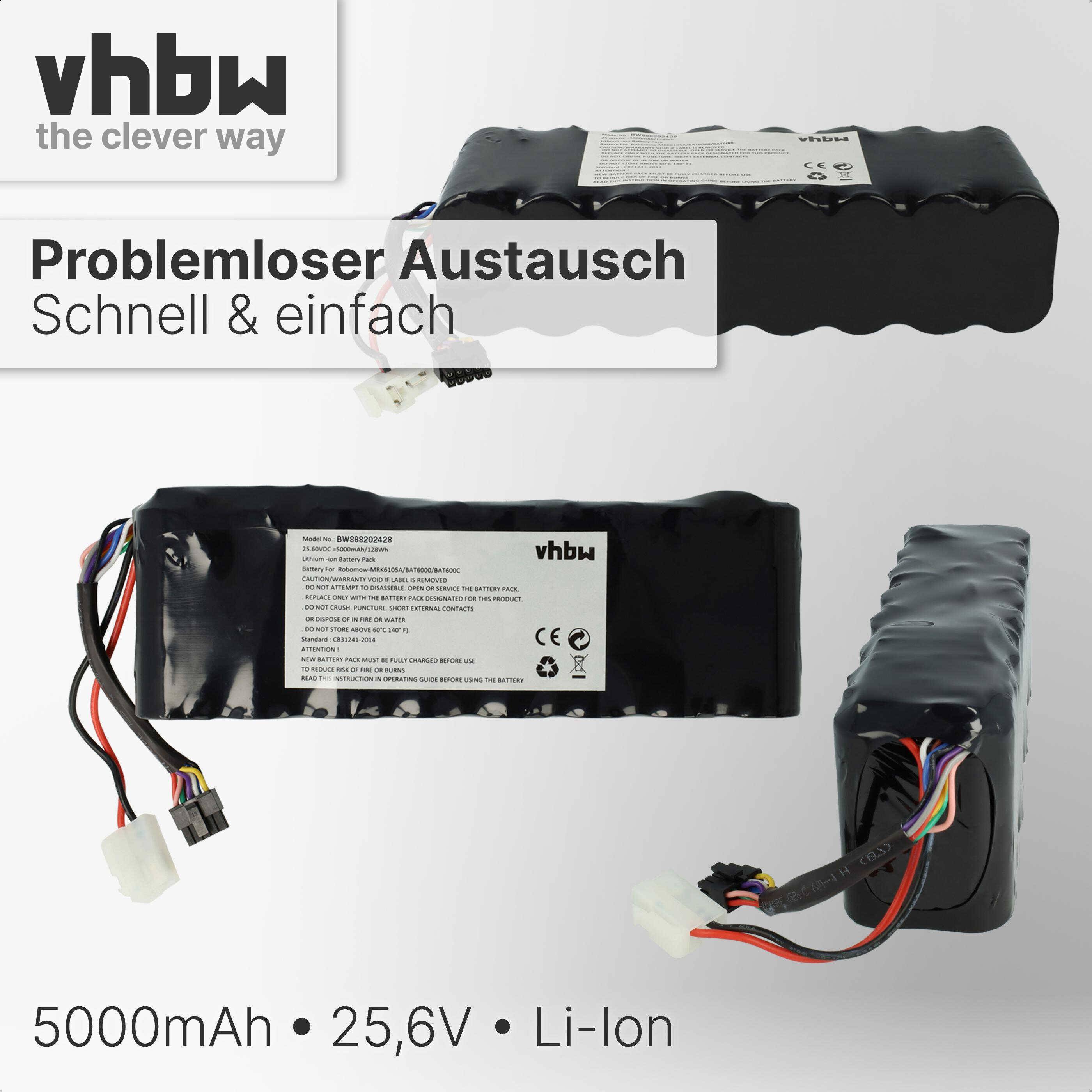 vhbw Akku kompatibel mit Robomow Tuscania MS1000, MS1500, MS1800, MS2500, TS1000, TS1800 (5000mAh, 25,6V, LiFePO4)