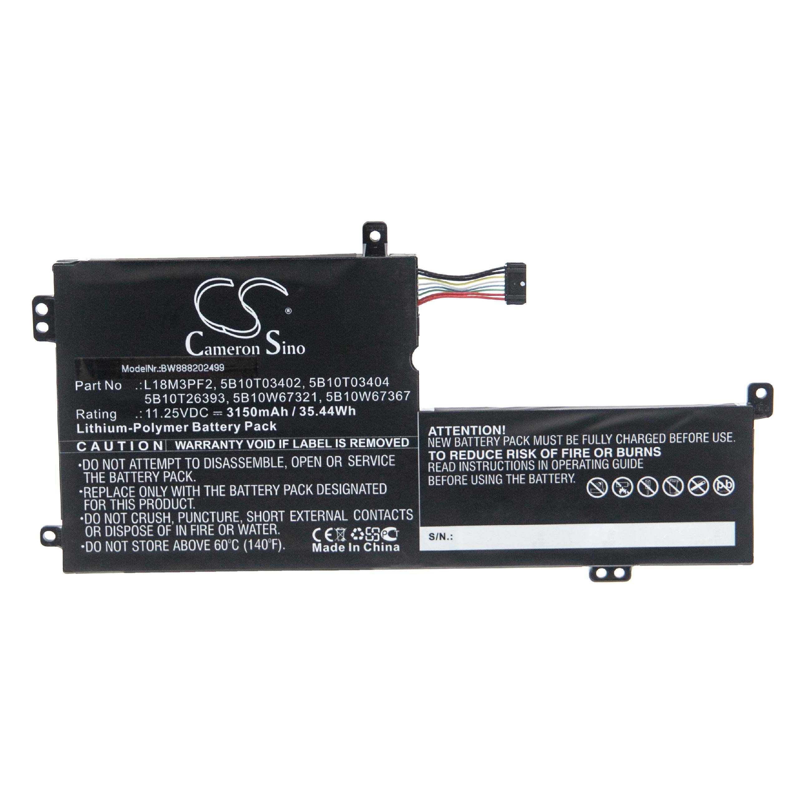 vhbw Akku Ersatz für Lenovo 5B10T03402, 5B10T03404, 5B10T26393 für Notebook (3150mAh, 11,25V, Li-Polymer)