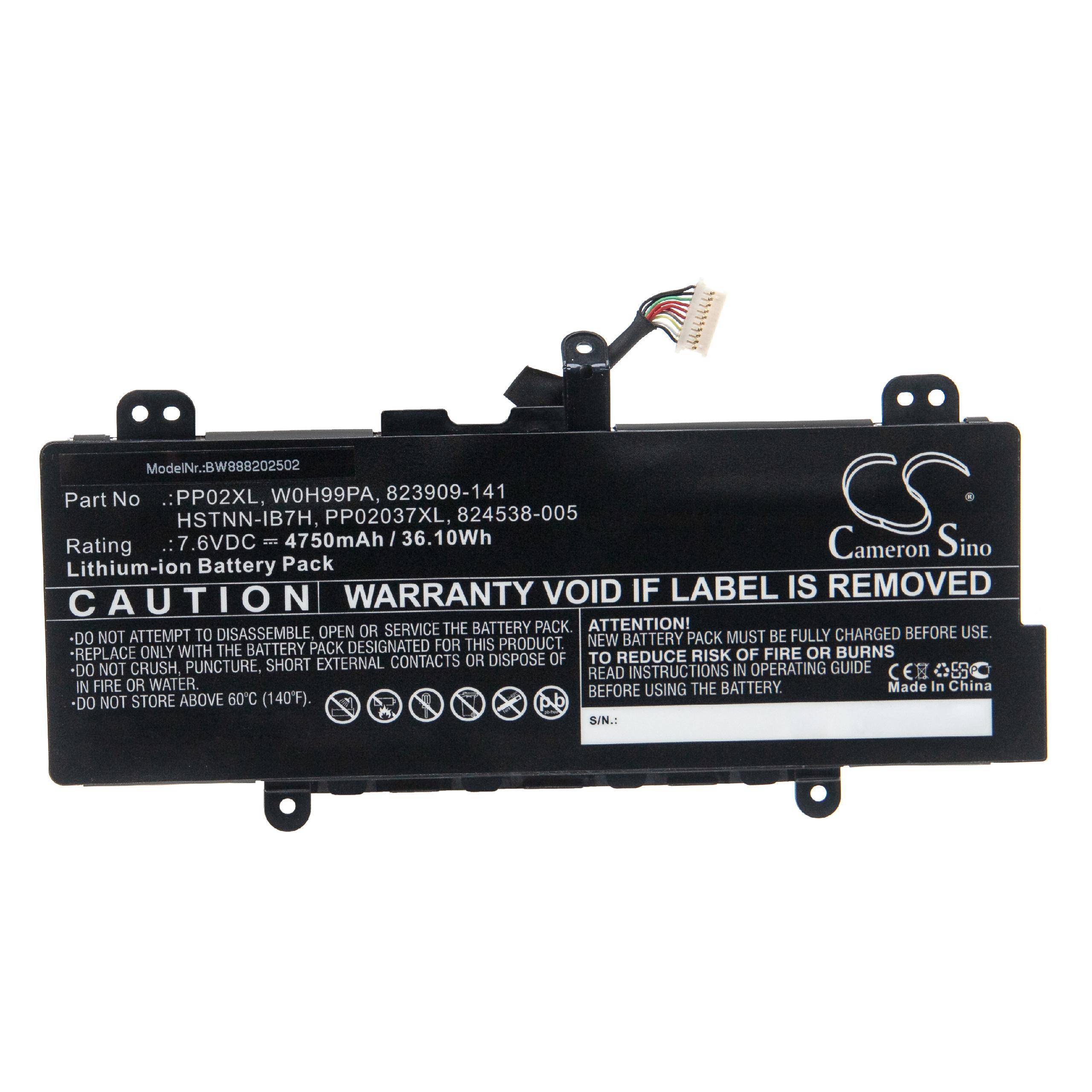 vhbw Akku Ersatz für HP 823909-141, 824538-005, 824538-850, 824561-005 für Notebook (4750mAh, 7,6V, Li-Ion)
