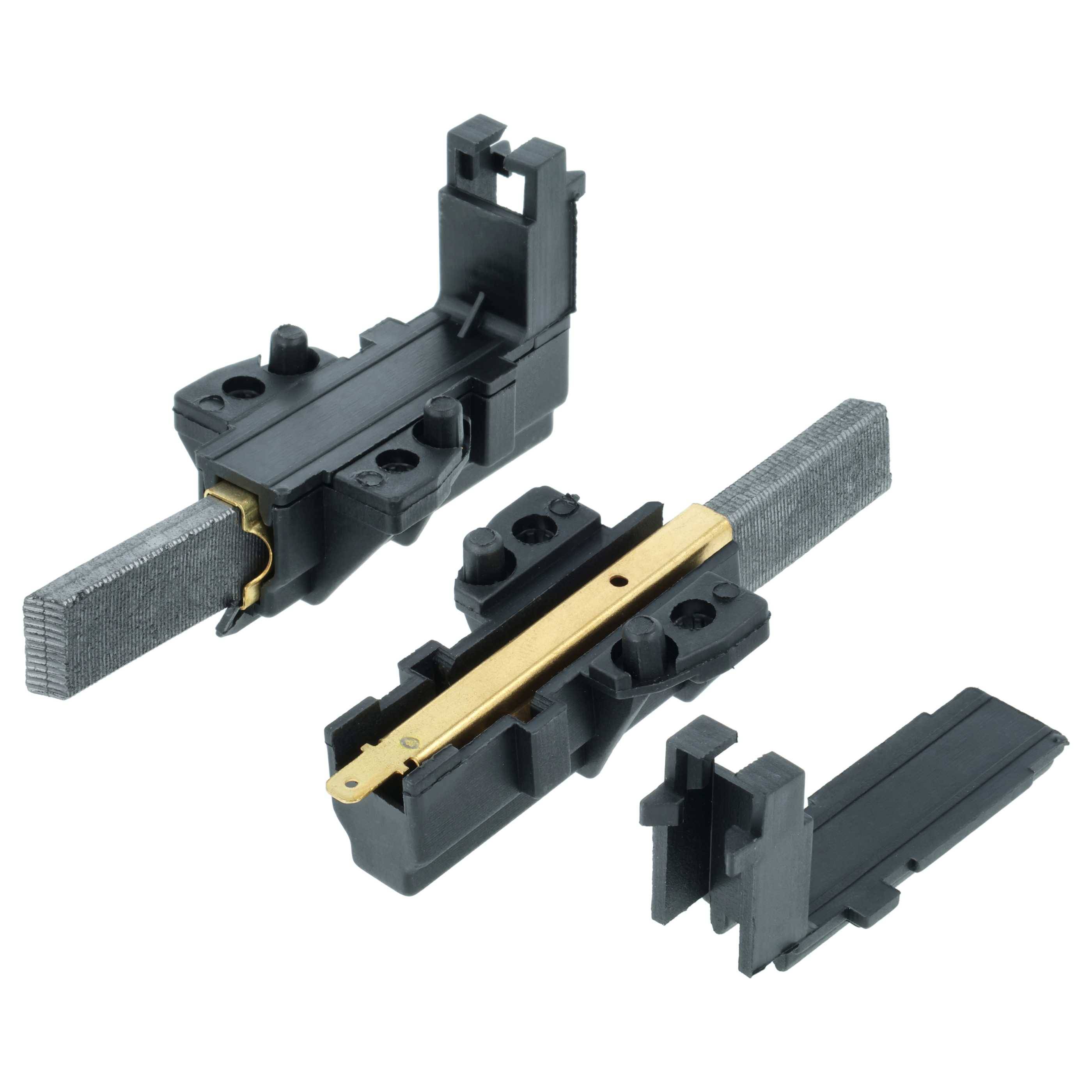 Zerlegter elektrischer Stecker mit sichtbaren internen Komponenten: Metallkontakte und Kunststoffgehäuseteile, verwendet in elektronischen Baugruppen.