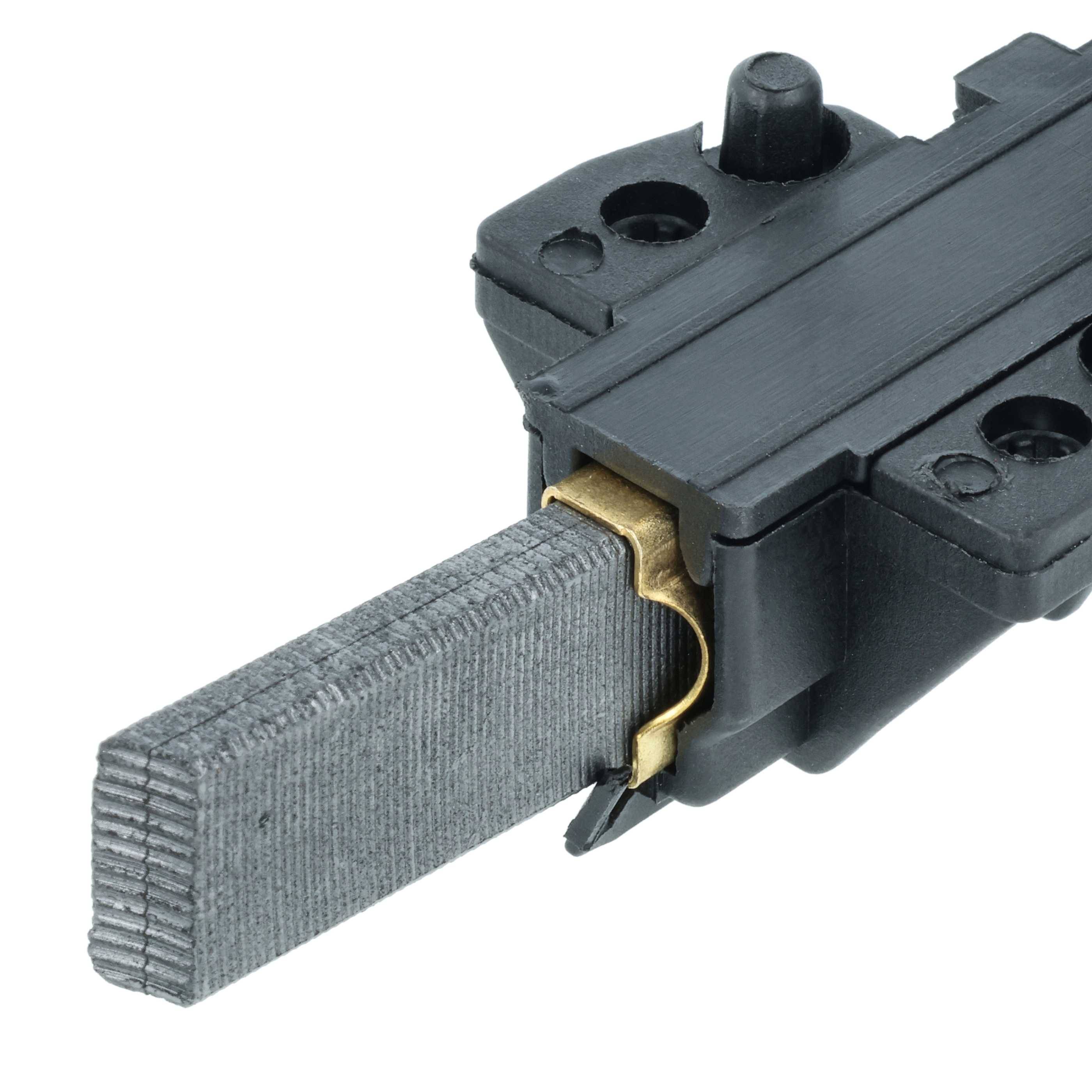 Eine schwarze Kohlebürste mit einem Metallstreifen, die in Elektromotoren zur Stromübertragung verwendet wird.