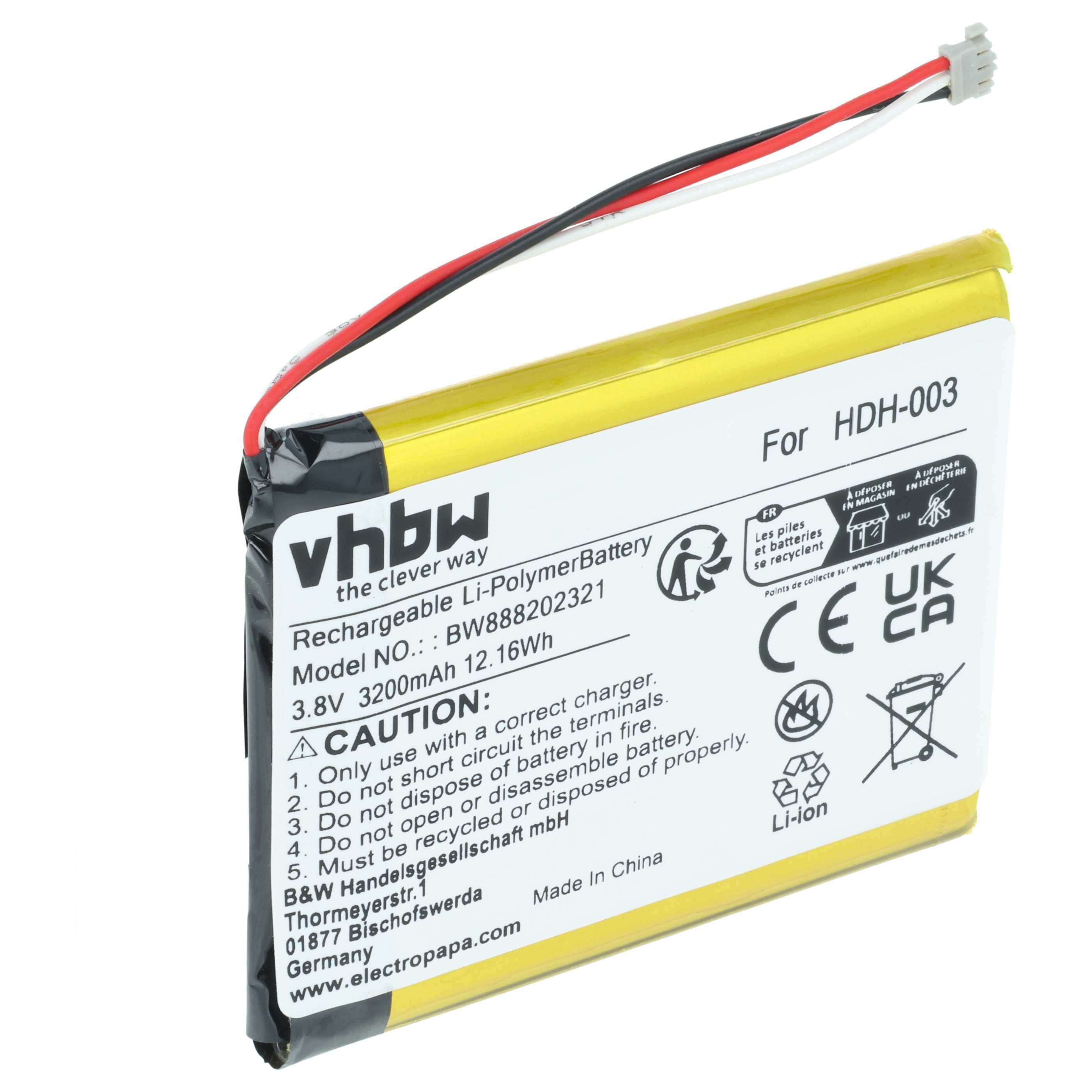 vhbw Akku Ersatz für Nintendo HDH-A-BPHAT-C0, HDH-003 für Spielekonsole (3200 mAh, 3,8 V, Li-Polymer)