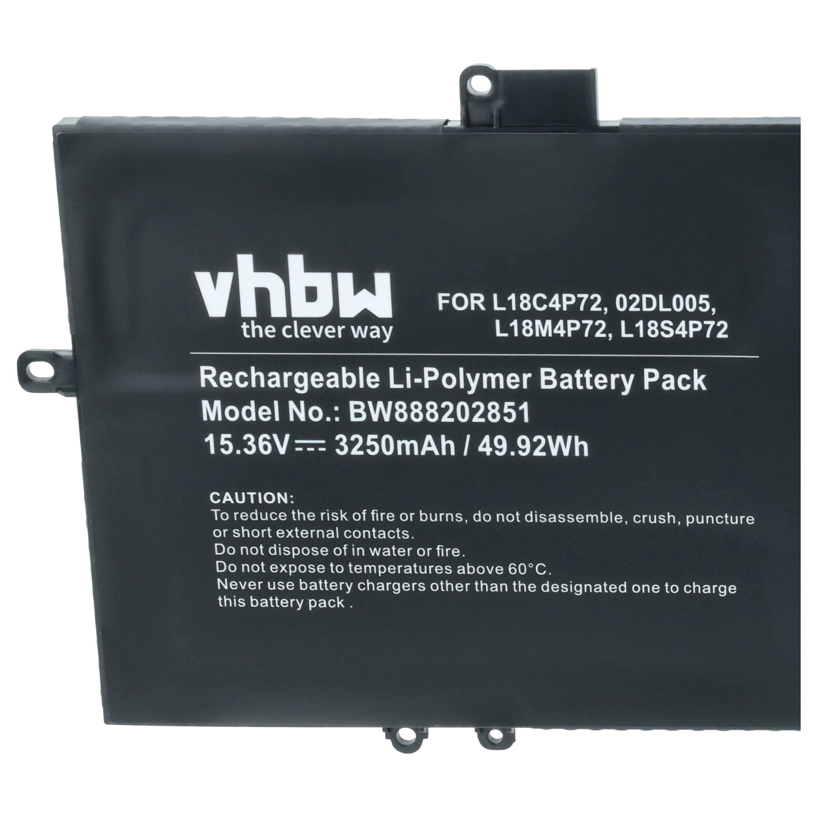 vhbw Akku kompatibel mit Lenovo ThinkPad X1 Yoga 5th Gen, X1 Yoga 4th Gen-20sas02300 Notebook (3200 mAh, 15,36 V, Li-Polymer)