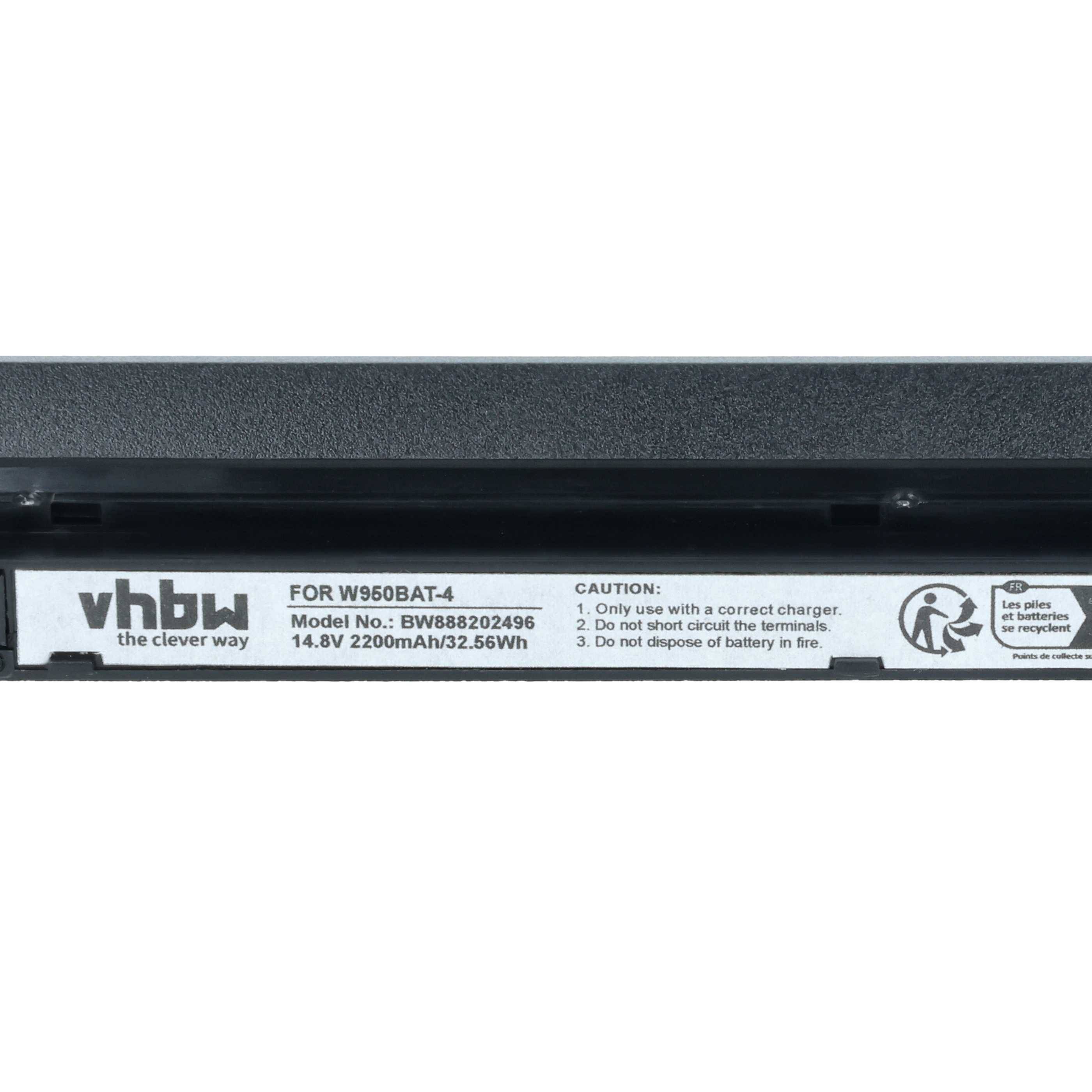 vhbw Akku kompatibel mit Clevo W950LU | W950TU, W955LU, W955AU, W955JU, W970KLQ, W970LUQ, W955TU Notebook (2200 mAh, 14,8 V, Li-Ion)