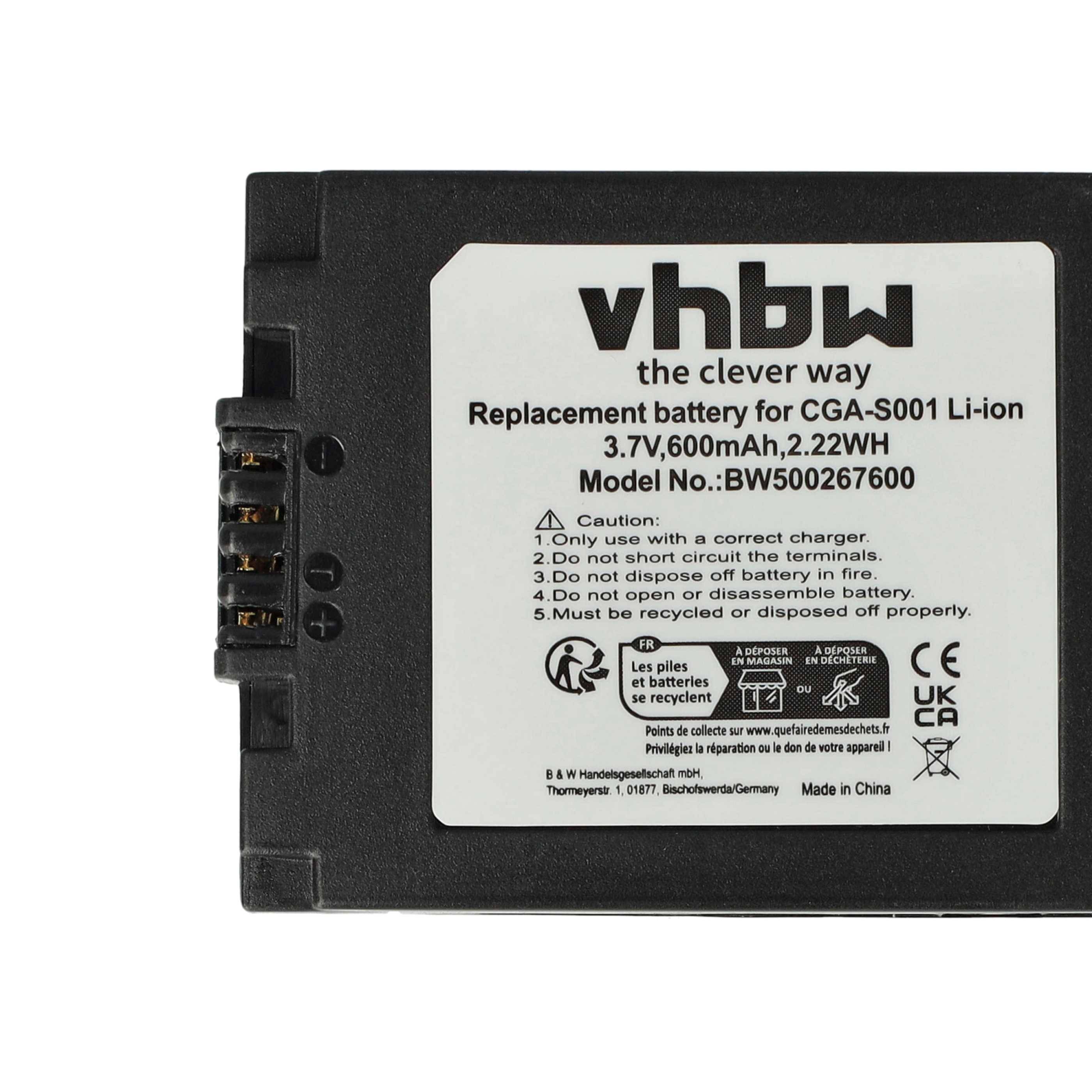 vhbw 3x Akku Ersatz für Panasonic CGR-S001, CGA-S001, CGA-S001E, DMW-BCA7 für Kamera (500 mAh, 3,6 V, Li-Ion)