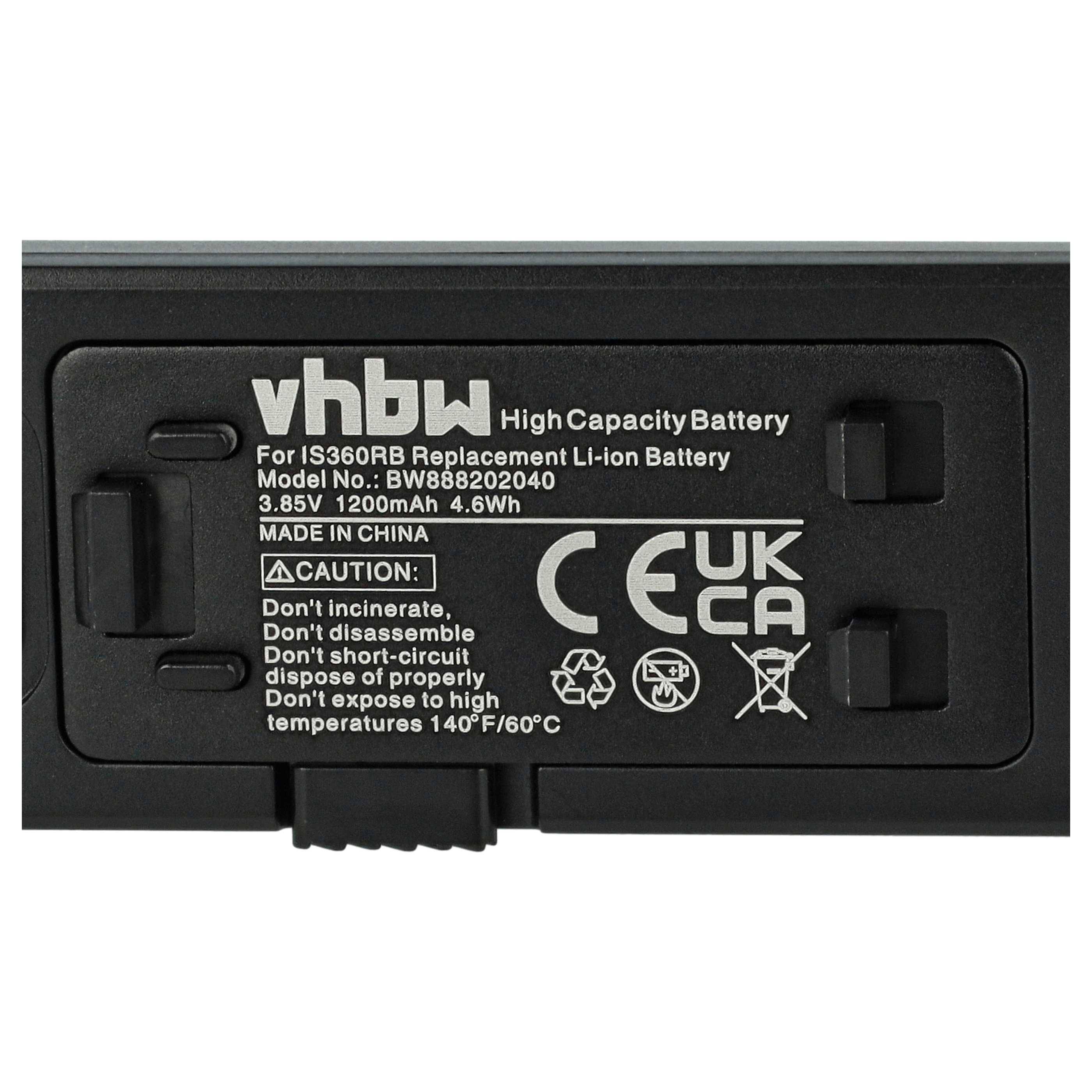 vhbw Akku kompatibel mit Insta360 ONE R, R Twin Edition Kamera (1200 mAh, 3,85 V, Li-Ion)