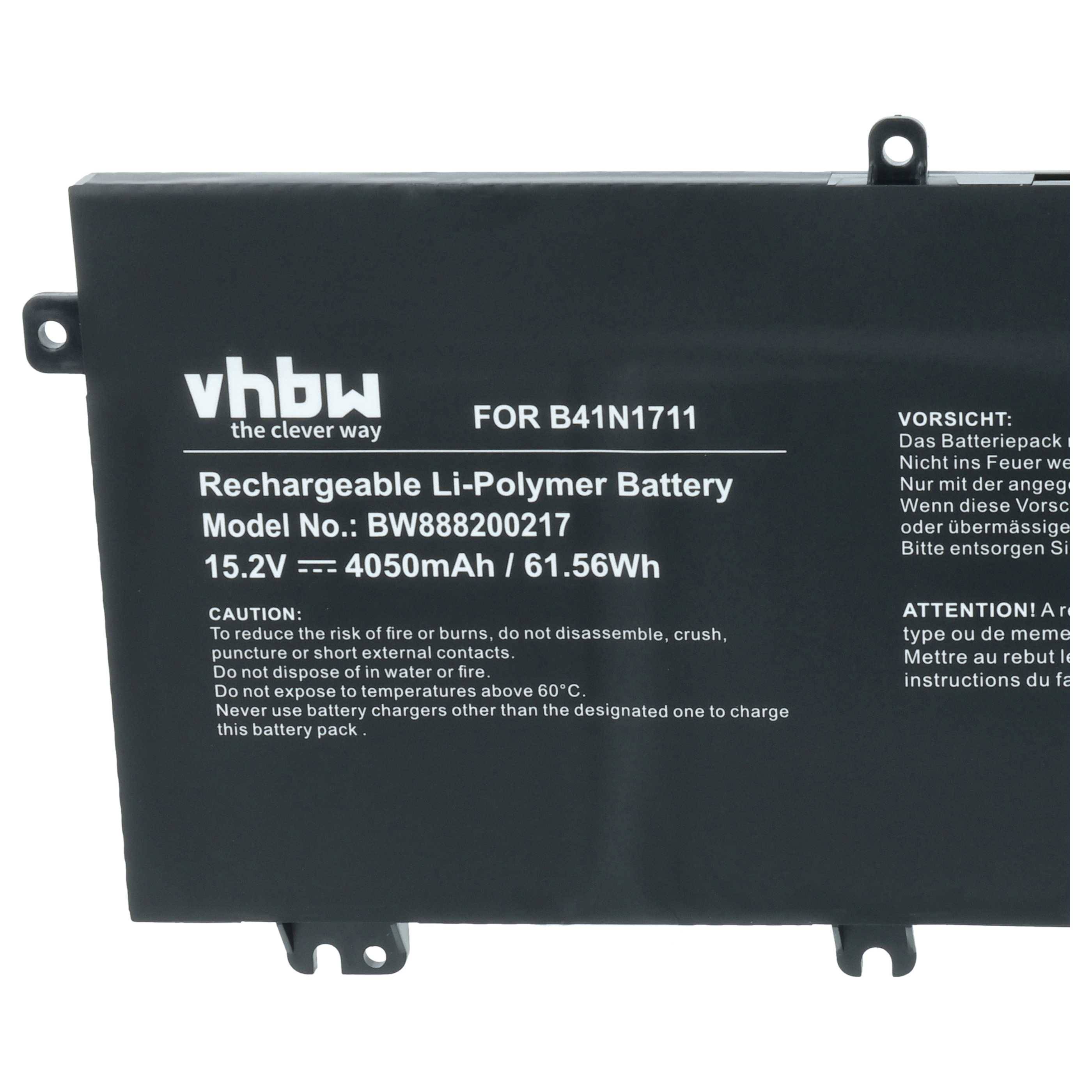 vhbw Akku kompatibel mit Asus FX503VD-DM100T, FX503VD-DM097B, FX503VD-E4082, FX503VD-DM112T Notebook (4050 mAh, 15,2 V, Li-Polymer)