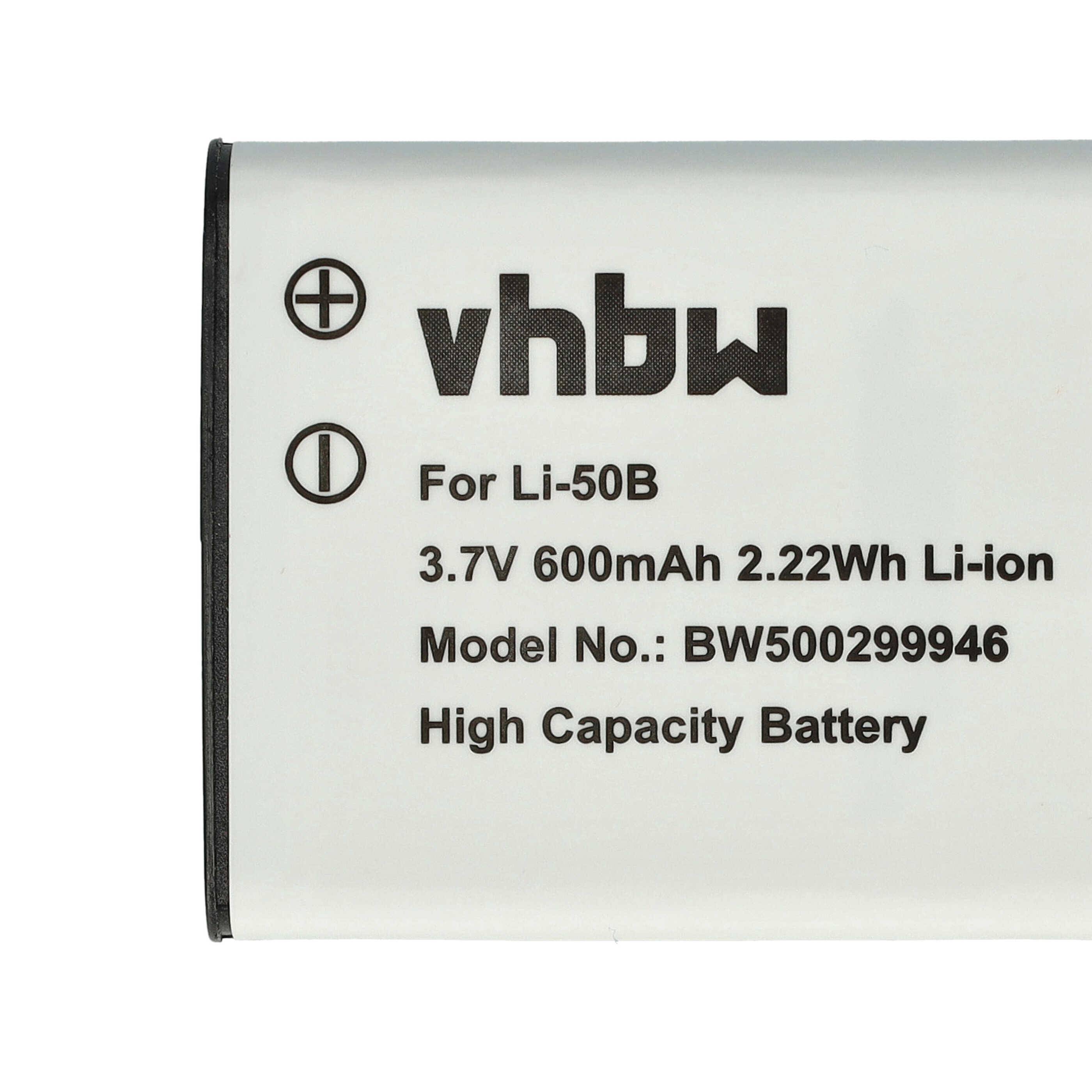 vhbw 3x Akku kompatibel mit Casio Tough TG-820 iHS, TG-620 his, TG-620, TG-820, TG-810 Kamera (600 mAh, 3,7 V, Li-Ion)