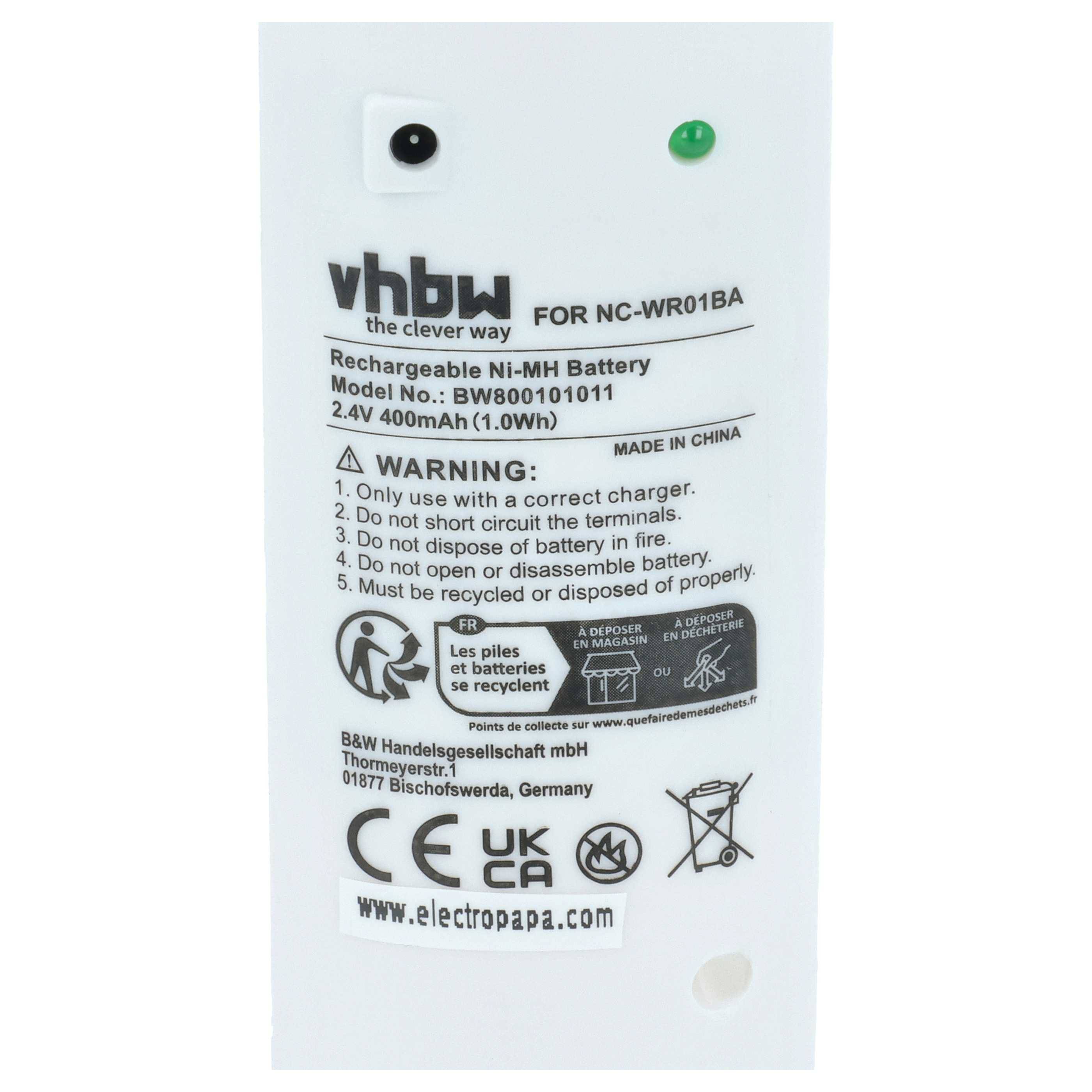 vhbw Akku kompatibel mit Nintendo Wii Controller, Remote Plus Gamepad Controller (400 mAh, 2,4 V, NiMH)