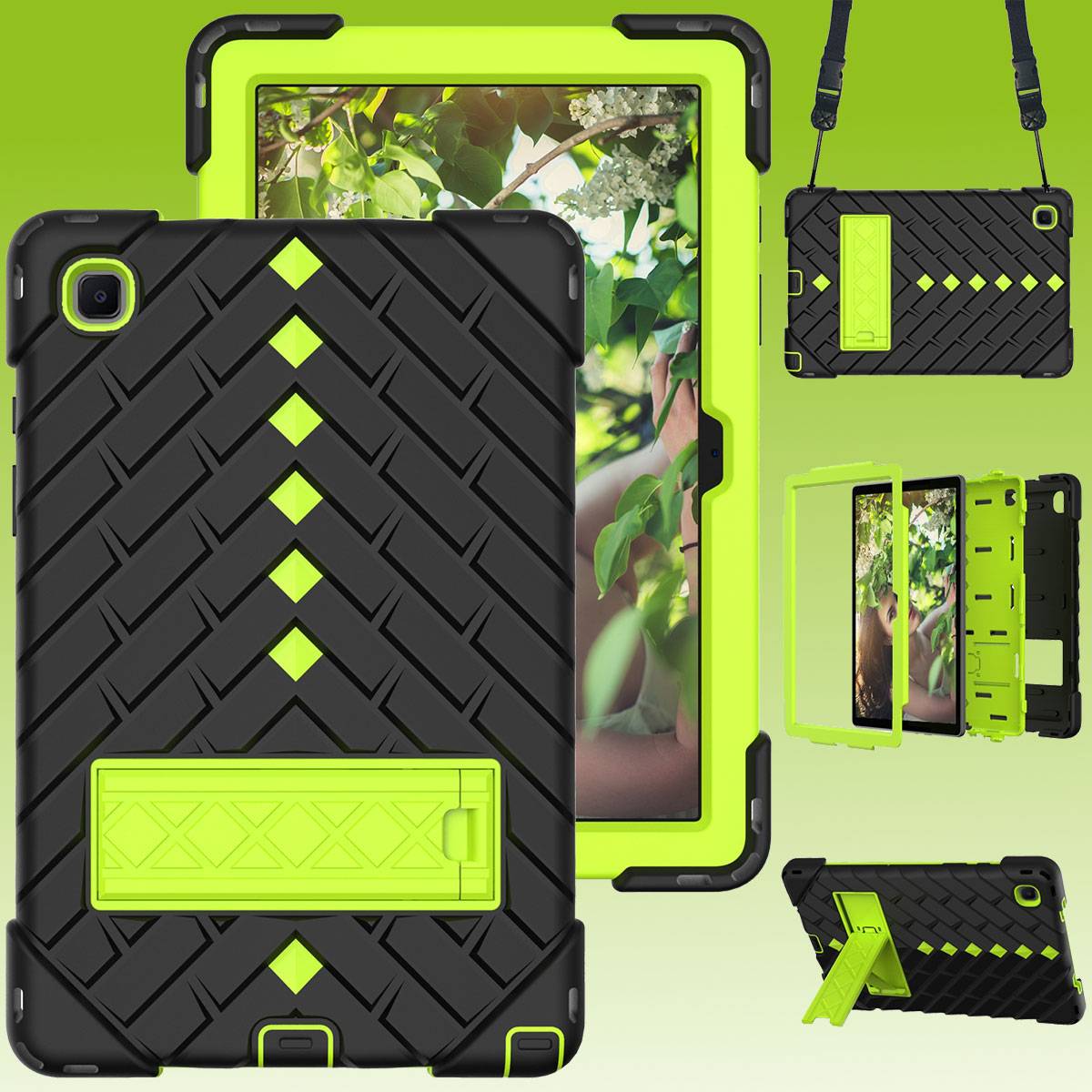 Für Tablet aufstellbare Shockproof Hybrid Tasche mit Band Etuis Cover Case Schutz Robust Neu