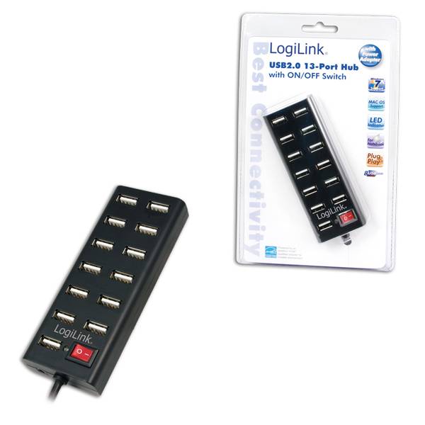 LogiLink USB 2.0 Hub 13-Port with On/Off Switch
