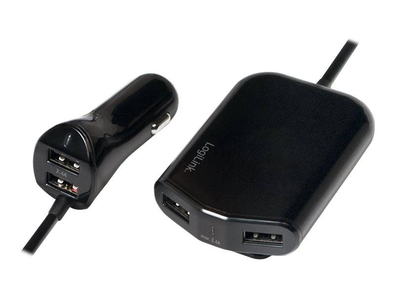 LogiLink - Auto-Netzteil - 24 Watt - 2.4 A - 4 Ausgabeanschlussstellen (USB)
