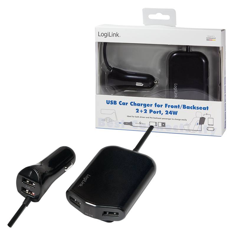 LogiLink - Auto-Netzteil - 24 Watt - 2.4 A - 4 Ausgabeanschlussstellen (USB)