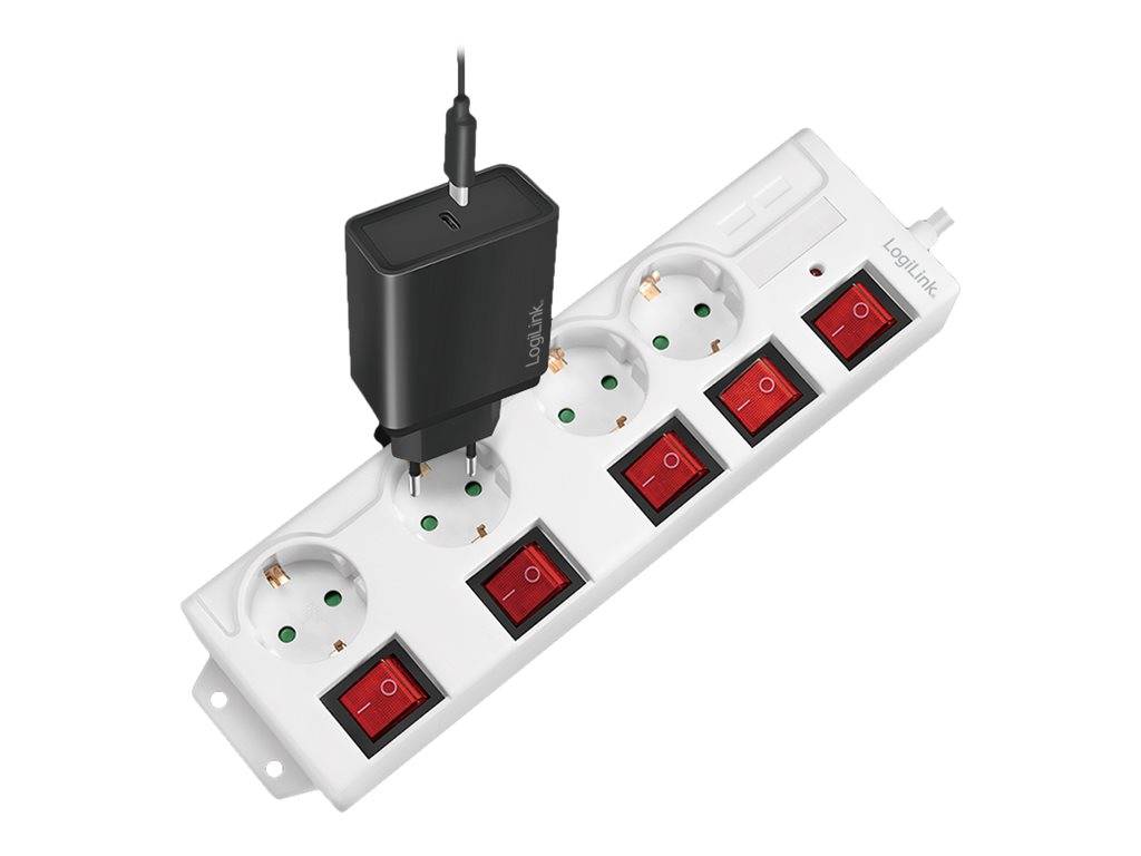LogiLink - Steckdosenleiste - Wechselstrom 250 V - 3680 Watt - Ausgangsanschlüsse: 4 (4 x CEE 7/3)