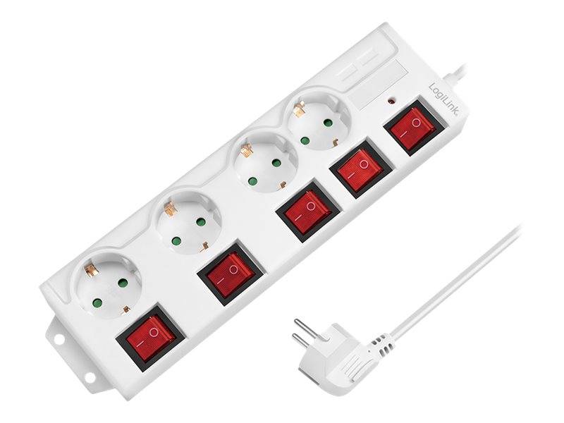 LogiLink - Steckdosenleiste - Wechselstrom 250 V - 3680 Watt - Ausgangsanschlüsse: 4 (4 x CEE 7/3)