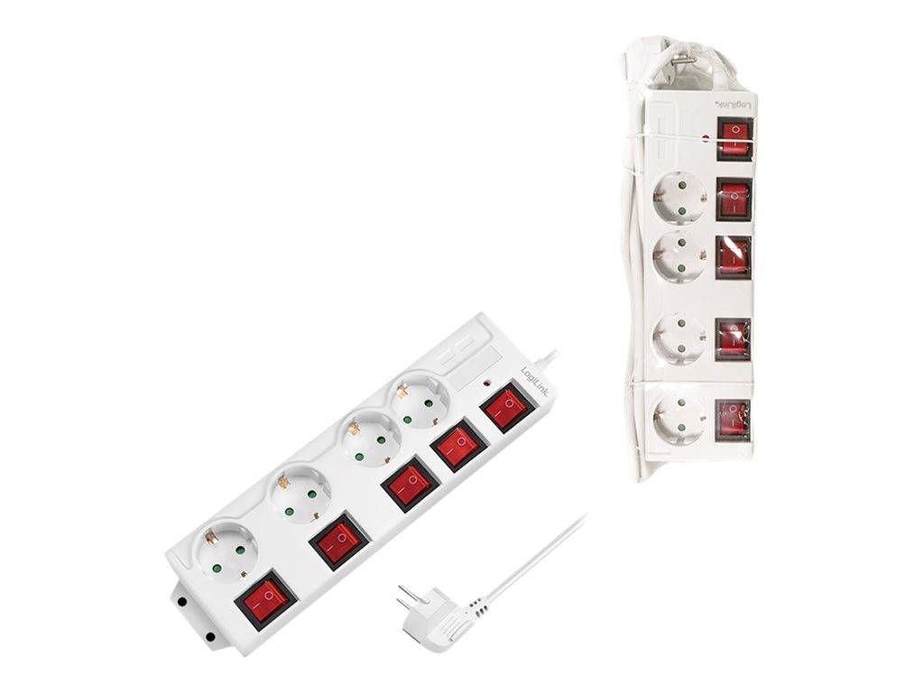 LogiLink - Steckdosenleiste - Wechselstrom 250 V - 3680 Watt - Ausgangsanschlüsse: 4 (4 x CEE 7/3)