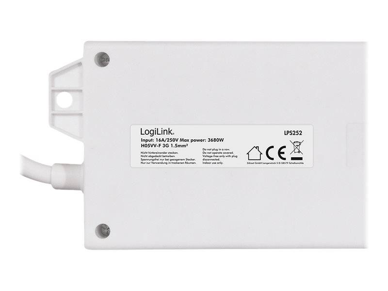 LogiLink - Steckdosenleiste - Wechselstrom 250 V - 3680 Watt - Ausgangsanschlüsse: 4 (4 x CEE 7/3)