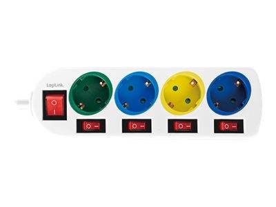 LogiLink Multicolor - Steckdosenleiste - Wechselstrom 250 V - 3680 Watt - Ausgangsanschlüsse: 4 (4 x CEE 7/3)