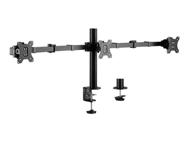 LogiLink - Befestigungskit (Klammer, Kabeldurchführungsklemme, Stange, 2 Gelenkarme) - für 3 LCD-Anzeigen - Stahl - Schw