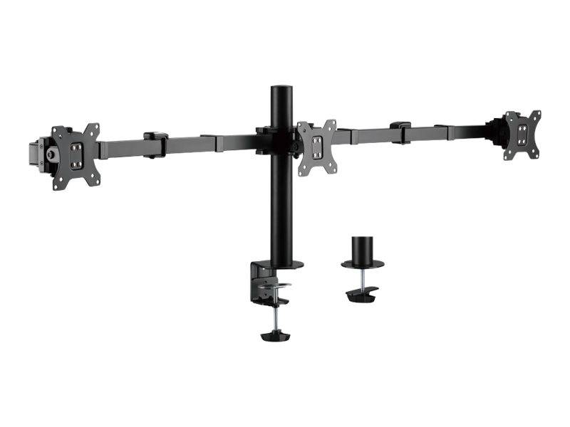 LogiLink - Befestigungskit (Klammer, Kabeldurchführungsklemme, Stange, 2 Gelenkarme) - für 3 LCD-Anzeigen - Stahl - Schw