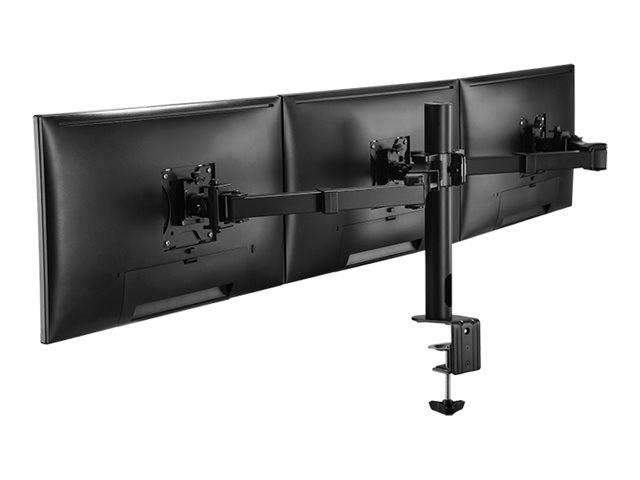 LogiLink Befestigungskit (Klammer, Kabeldurchführungsklemme, Stange, 2 Gelenkarme) - für 3 LCD-Anzeigen - Stahl - Schwarz - Bildschirmgröße: 43.2-