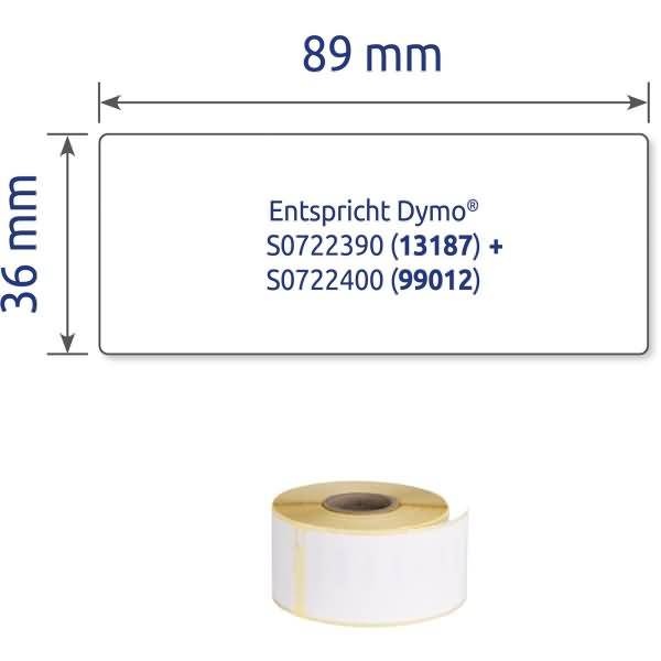 Rollen-Etiketten Adressaufkleber 36x89mm 18 Rolle/4.680 Etiketten weiß