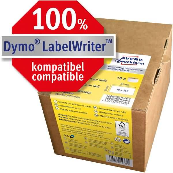 Rollen-Etiketten Adressaufkleber 36x89mm 18 Rolle/4.680 Etiketten weiß