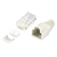 LogiLink - Netzwerkanschluss - RJ-45 (M) - abgeschirmt - CAT 6 - ohne Haken - Hellgrau, RAL 7035 (Packung mit 100)