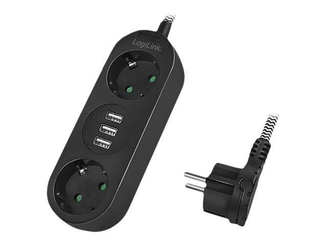 LogiLink - Steckdosenleiste - Wechselstrom 250 V - 3680 Watt - Ausgangsanschlüsse: 2 (3 x USB Typ A, 2 x CEE 7/3)