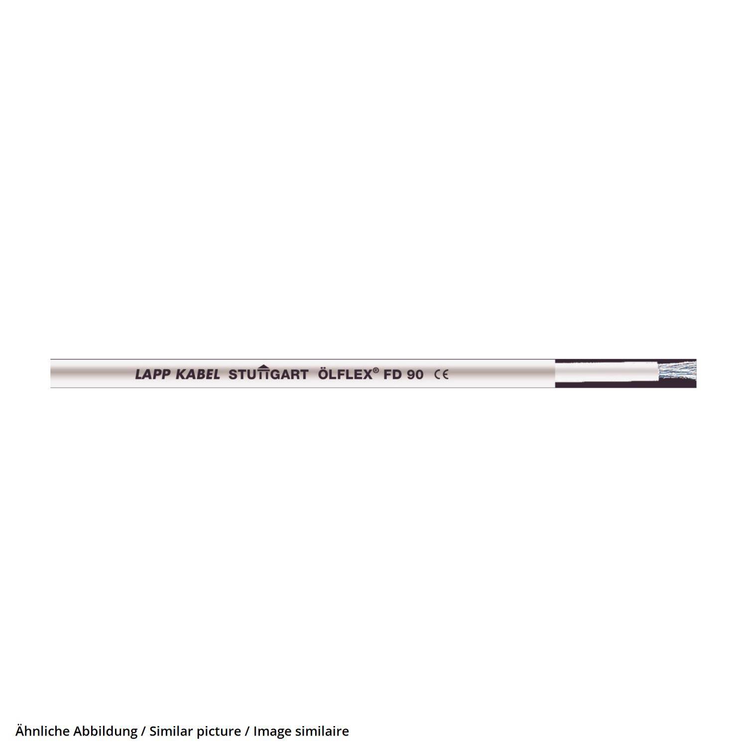 ÖLFLEX FD 90' Kabel von LAPP KABEL Stuttgart, weiße Isolierung mit sichtbaren Leiterende.