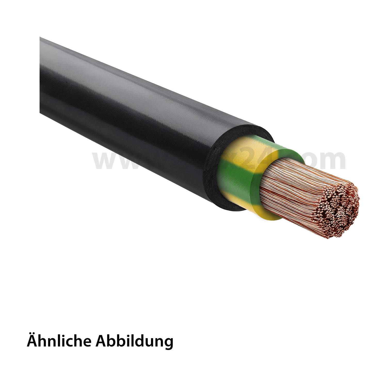 Ein Querschnitt eines Elektrokabels mit mehreren in Schwarz isolierten Drähten und dem Text „Ähnliche Abbildung