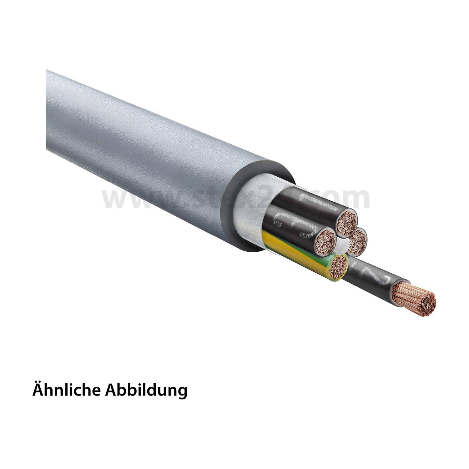 Querschnitt eines Kabels mit mehreren Kupferdrähten in einer Schutzummantelung. Der Text darunter lautet „Ähnliche Abbildung