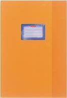 herlitz Heftschoner DIN A4, geprägt (Bast), PP, orange mit aufgeklebtem Beschriftungsetikett