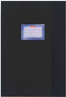 herlitz Heftschoner DIN A4, geprägt (Bast), PP, schwarz mit aufgeklebtem Beschriftungsetikett