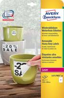 Avery Zweckform - Polyester - matt - entfernbarer Klebstoff - weiß - 210 x 148 mm 40 Etikett(en) (20 Bogen x 2)