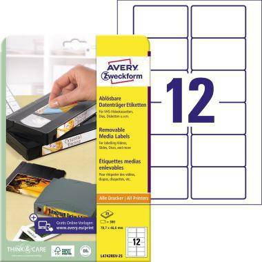 Avery Zweckform Etikett L4742REV-25 78,7x46,6mm ws 300 St./Pack.